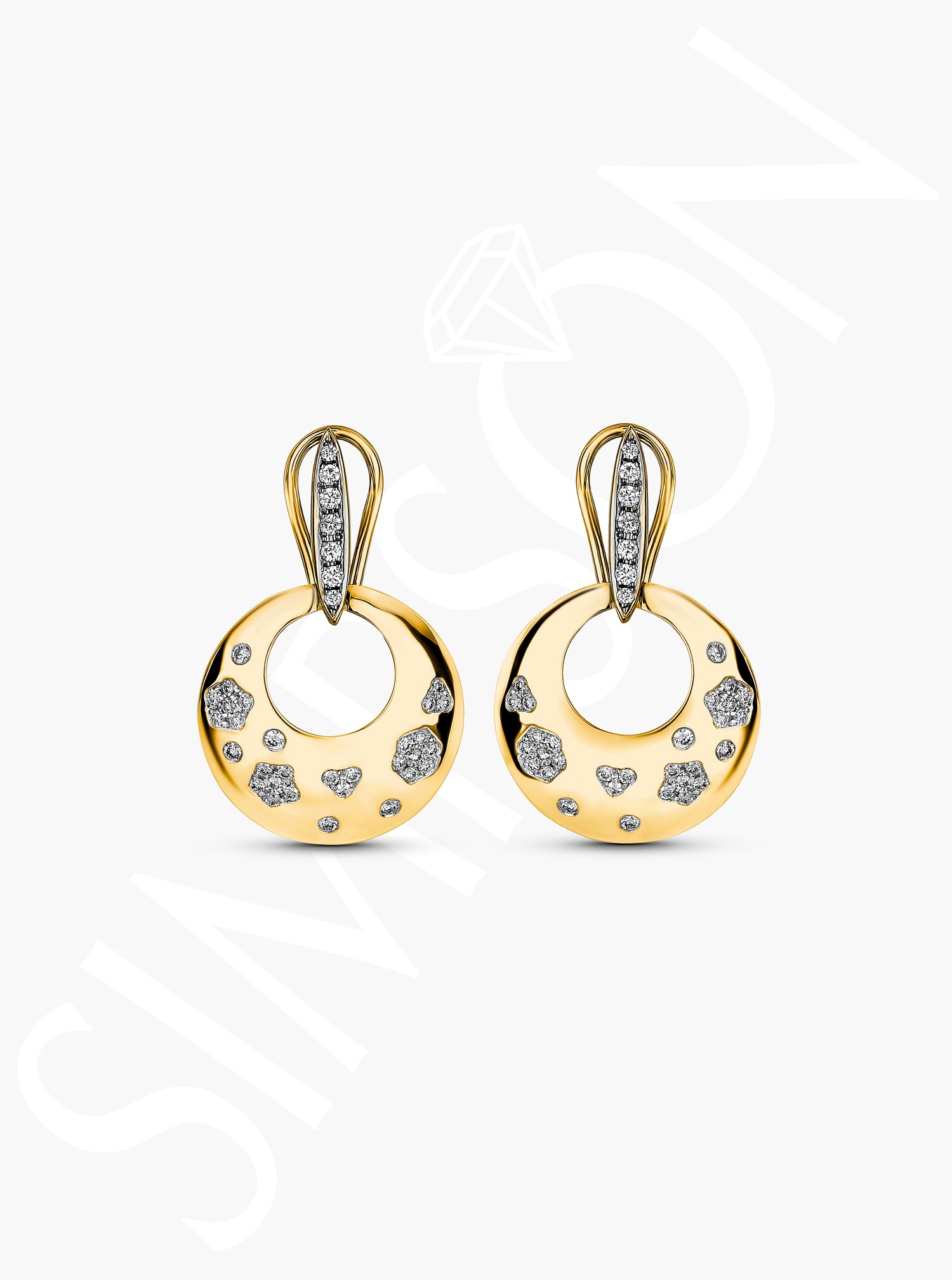 Open Circle Drop Earrings with Diamonds
