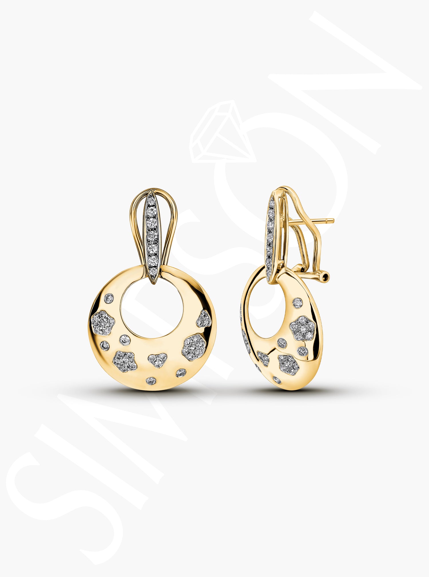 Open Circle Drop Earrings with Diamonds