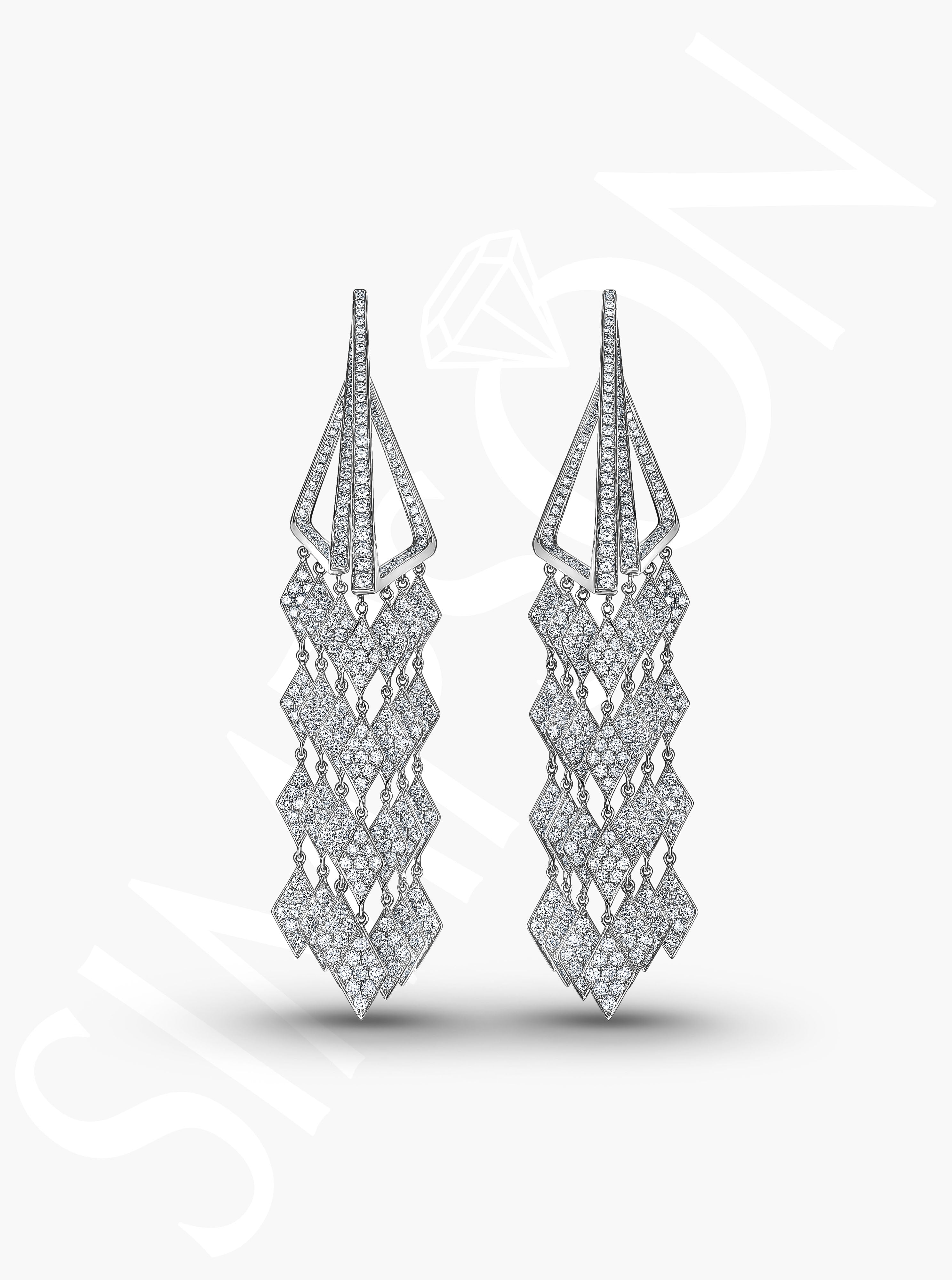 Geometric Diamond Cascade Earrings