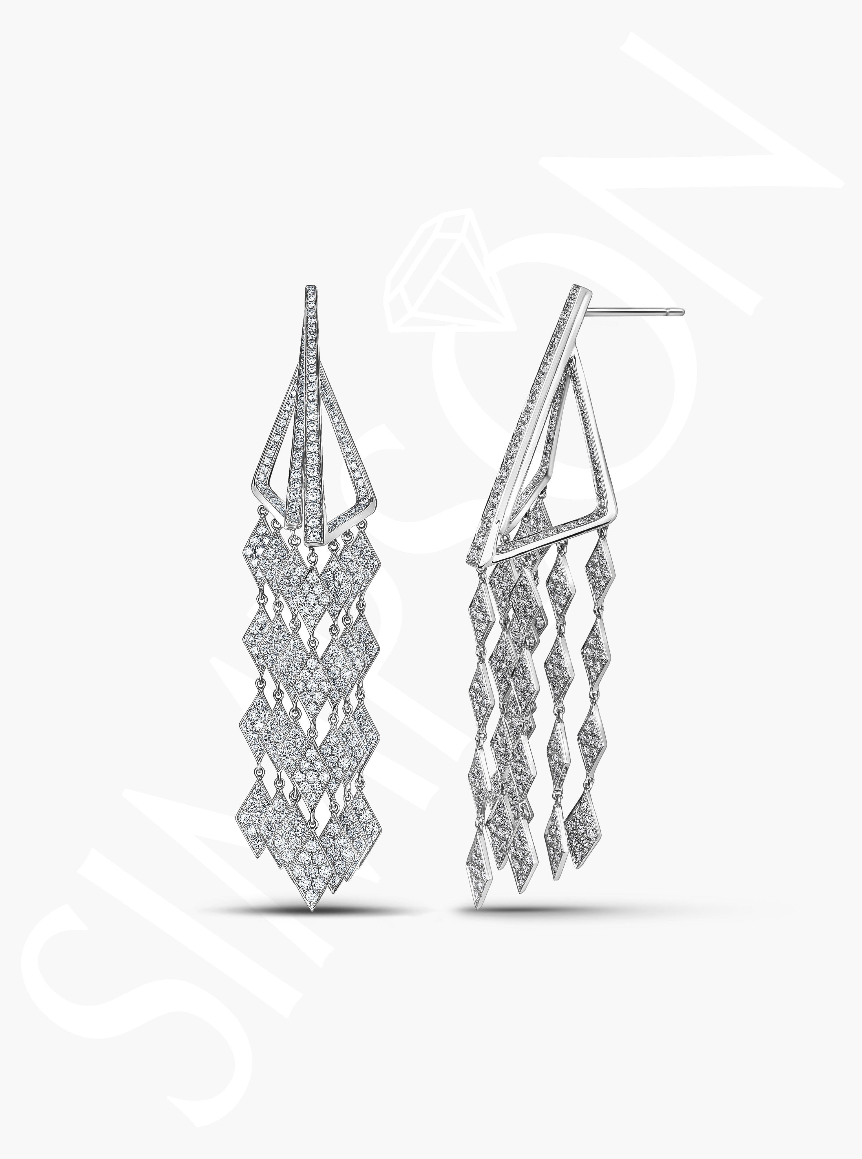 Geometric Diamond Cascade Earrings