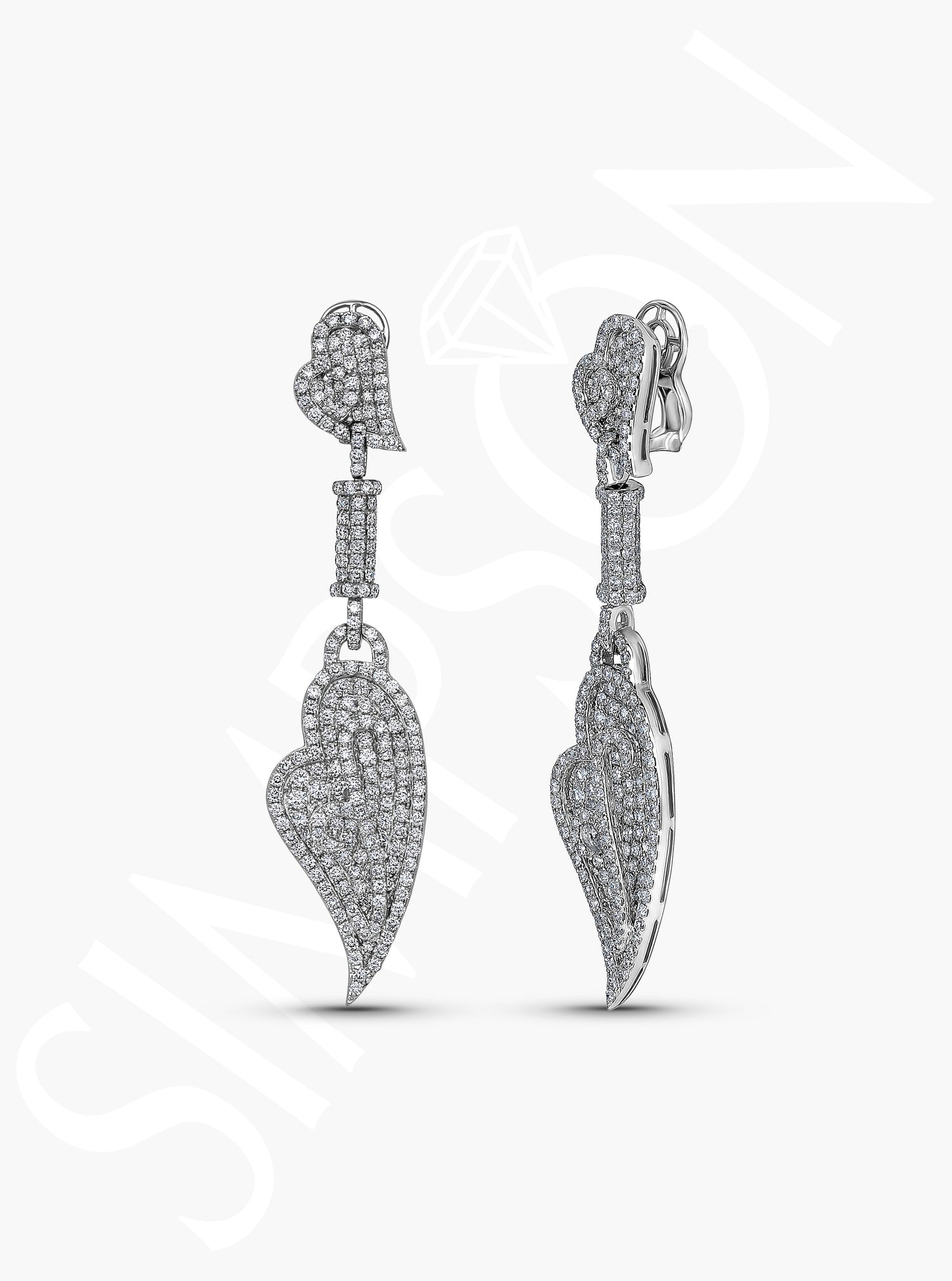 Heart Wing Diamond Earrings