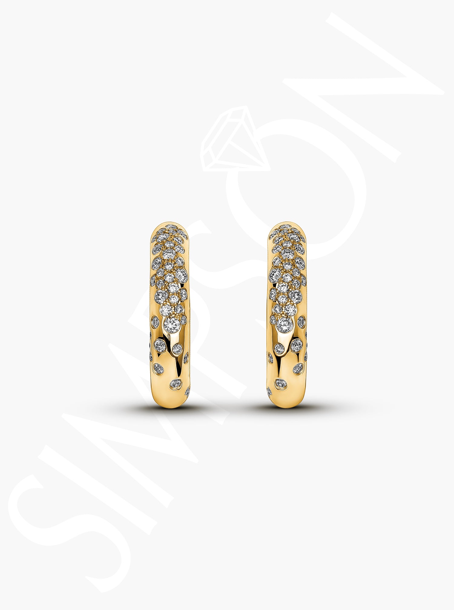 Diamond-Studded Gold Hoop Earrings