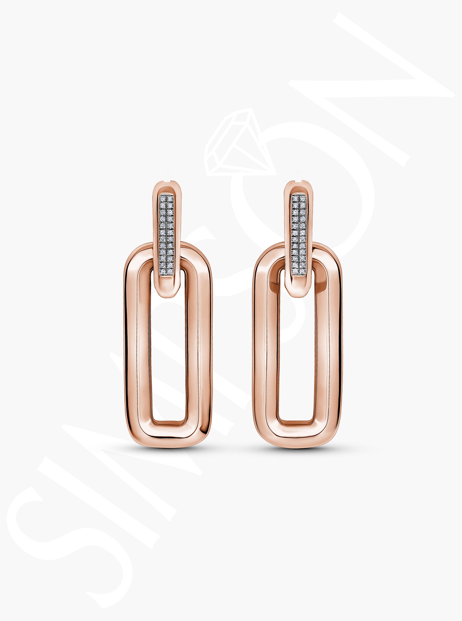 Geometric Drop Earrings with Diamond Detailing