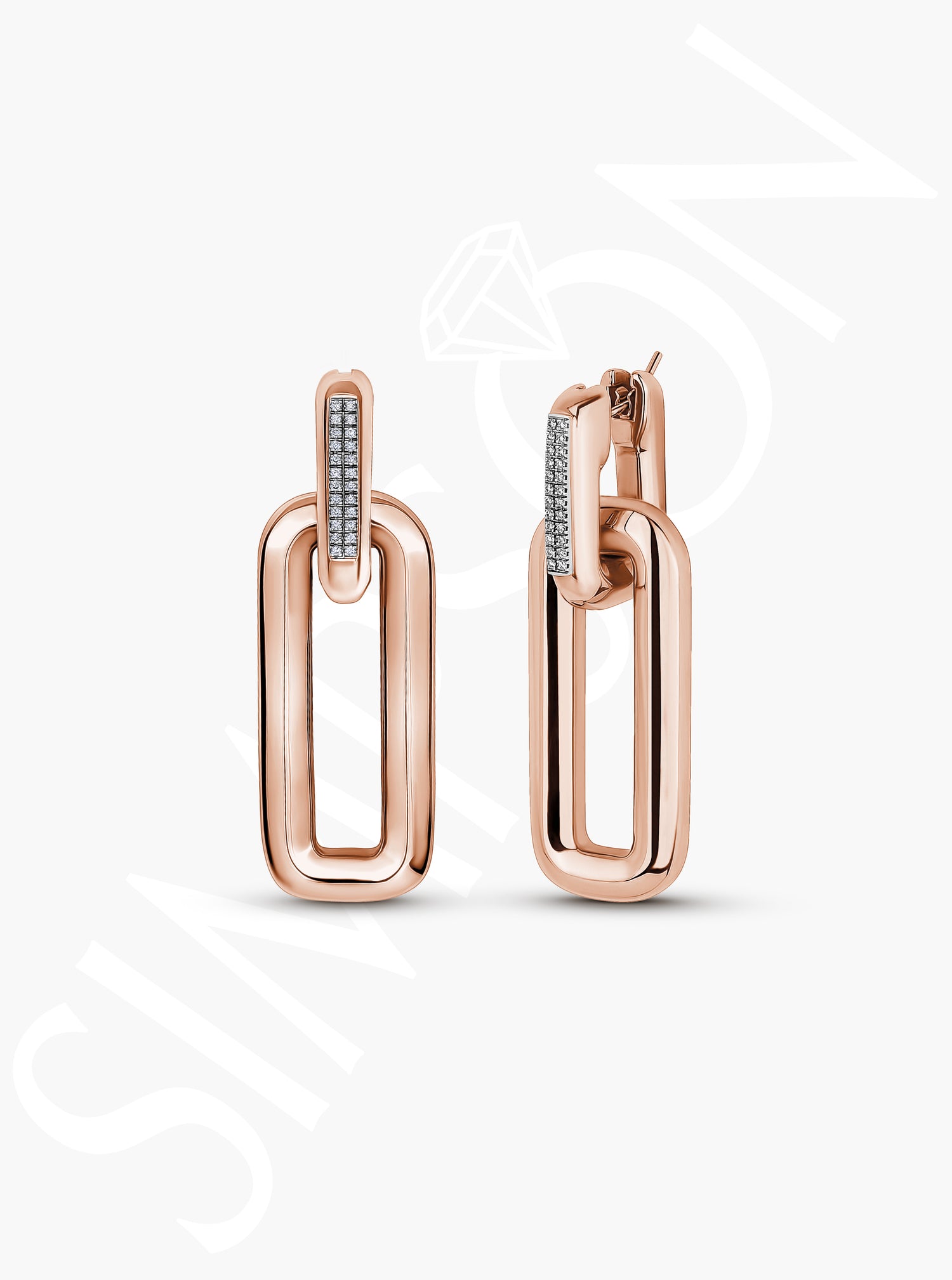 Geometric Drop Earrings with Diamond Detailing