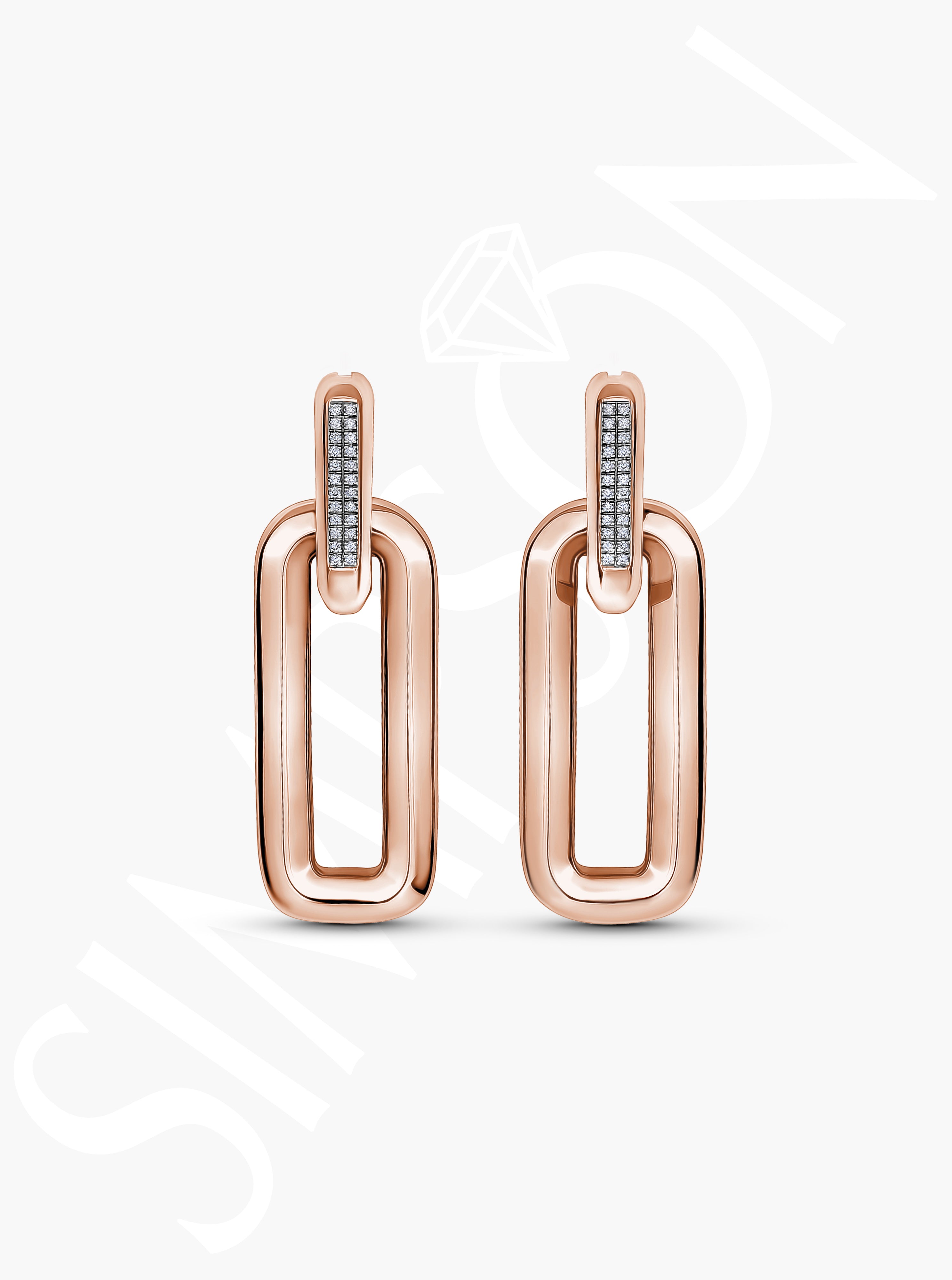 Geometric Drop Earrings with Diamond Detailing