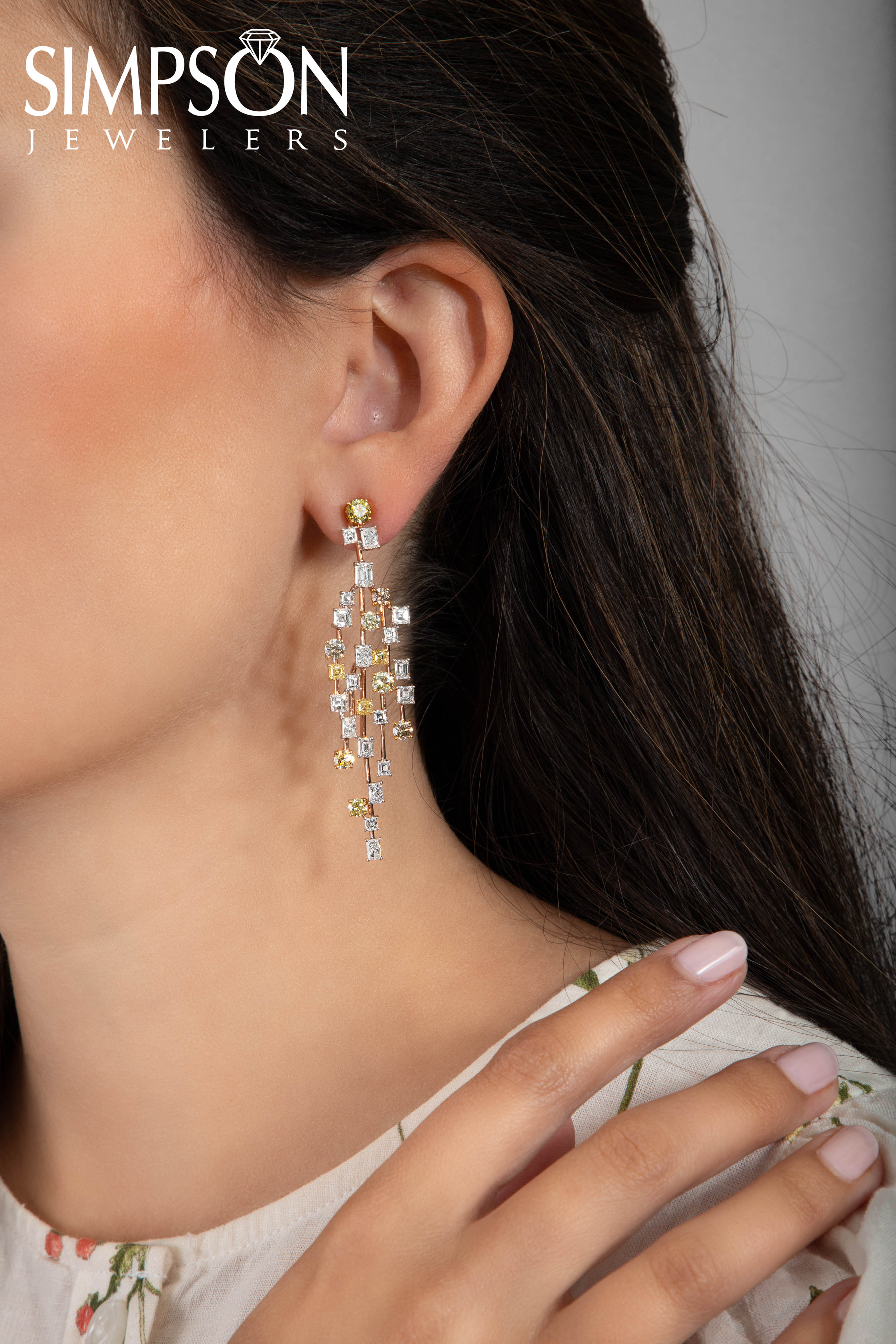 Multi-Tiered Fancy Diamond Chandelier Earrings