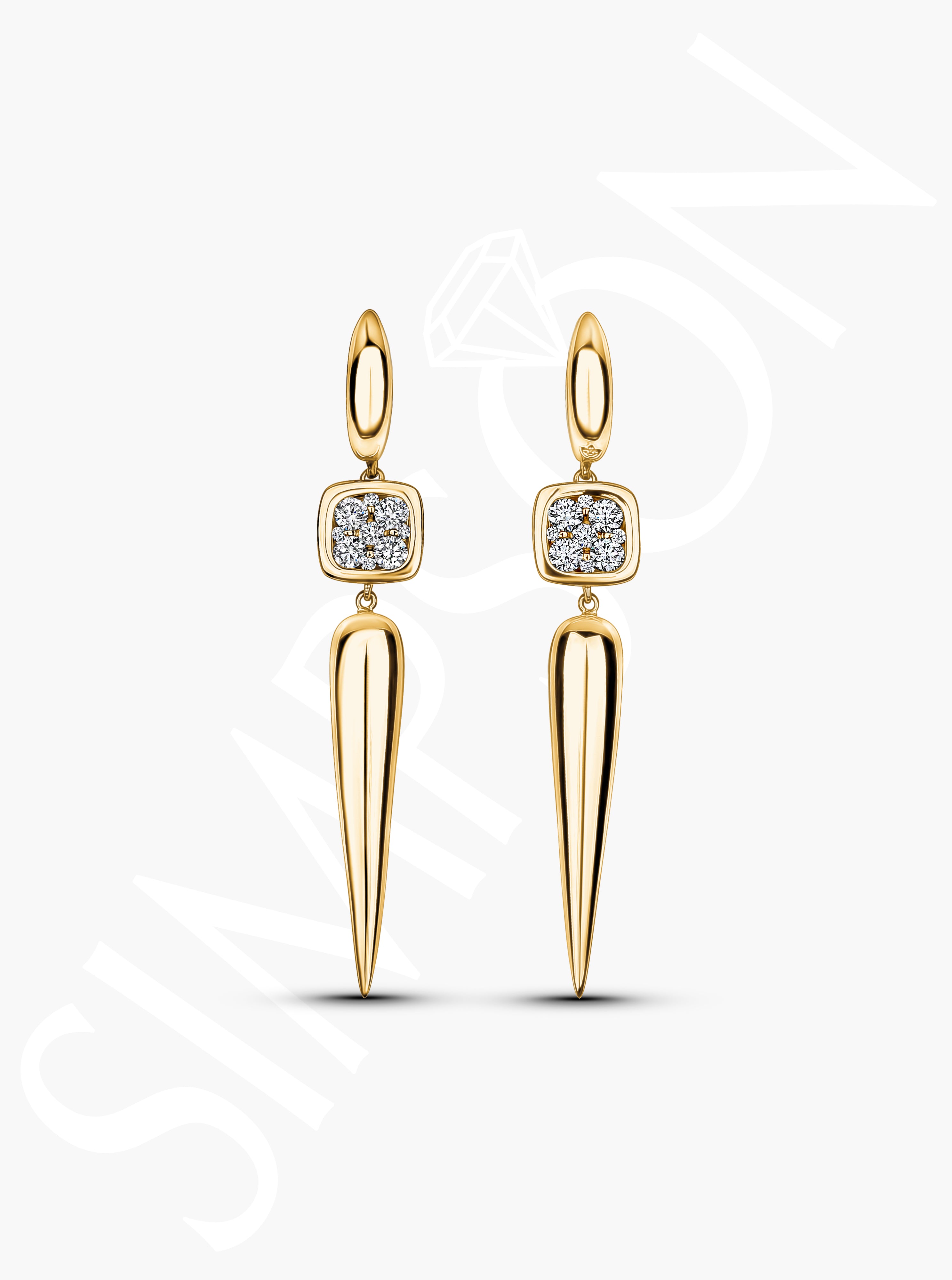 Gold Drop Earrings with Diamond Accents 