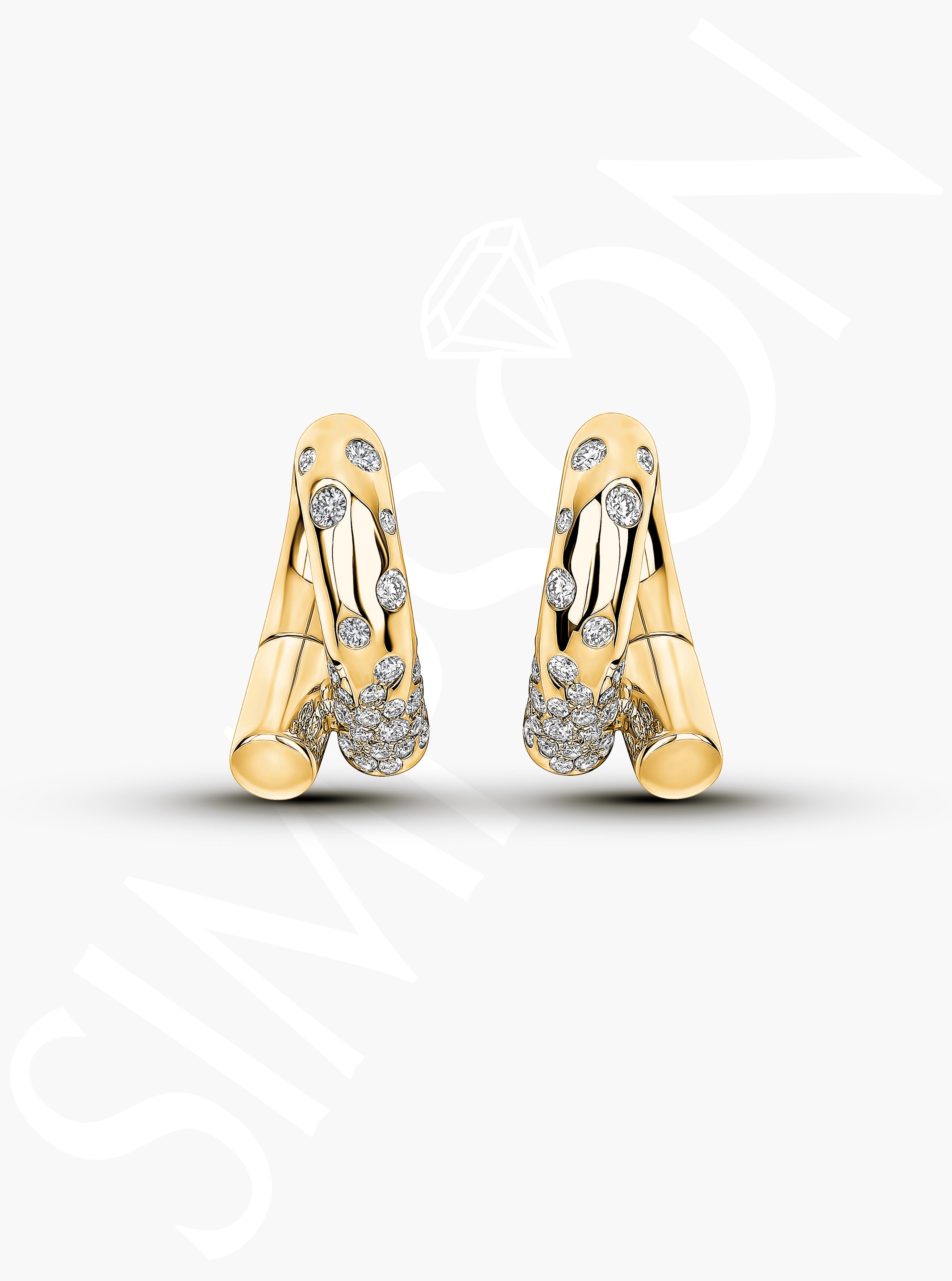 Yellow Gold Diamond Sprinkle Earrings 