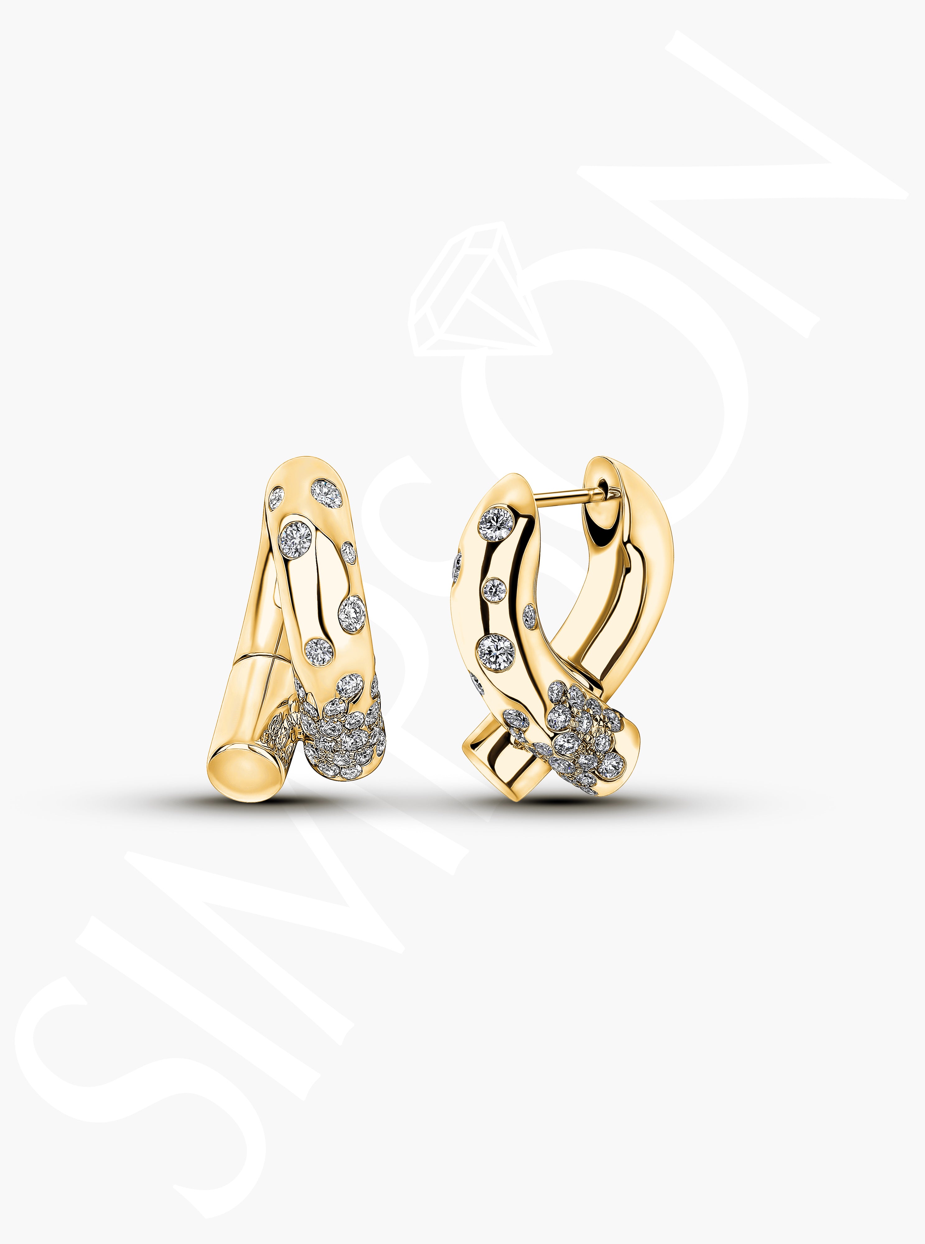 Yellow Gold Diamond Sprinkle Earrings 