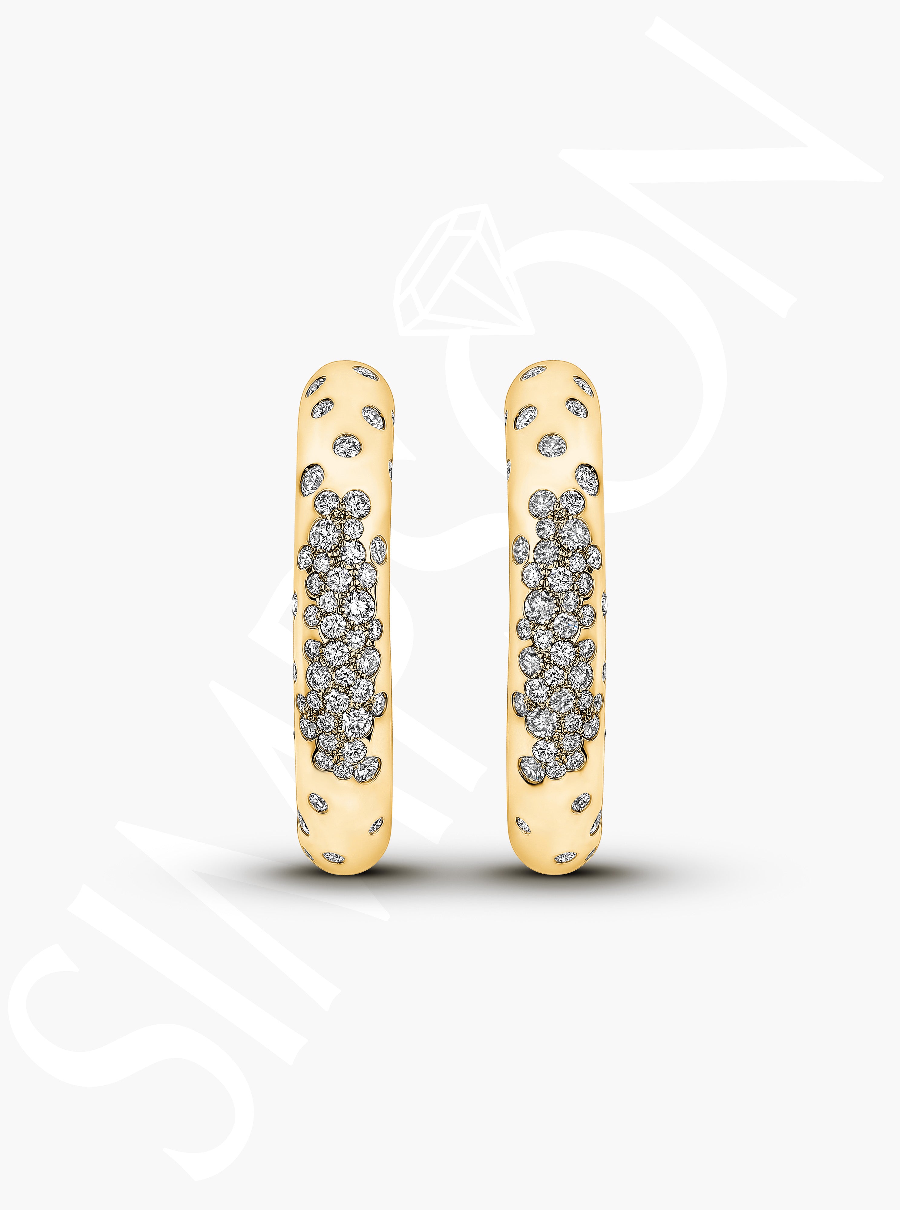 Diamond-Embellished Gold Hoop Earrings