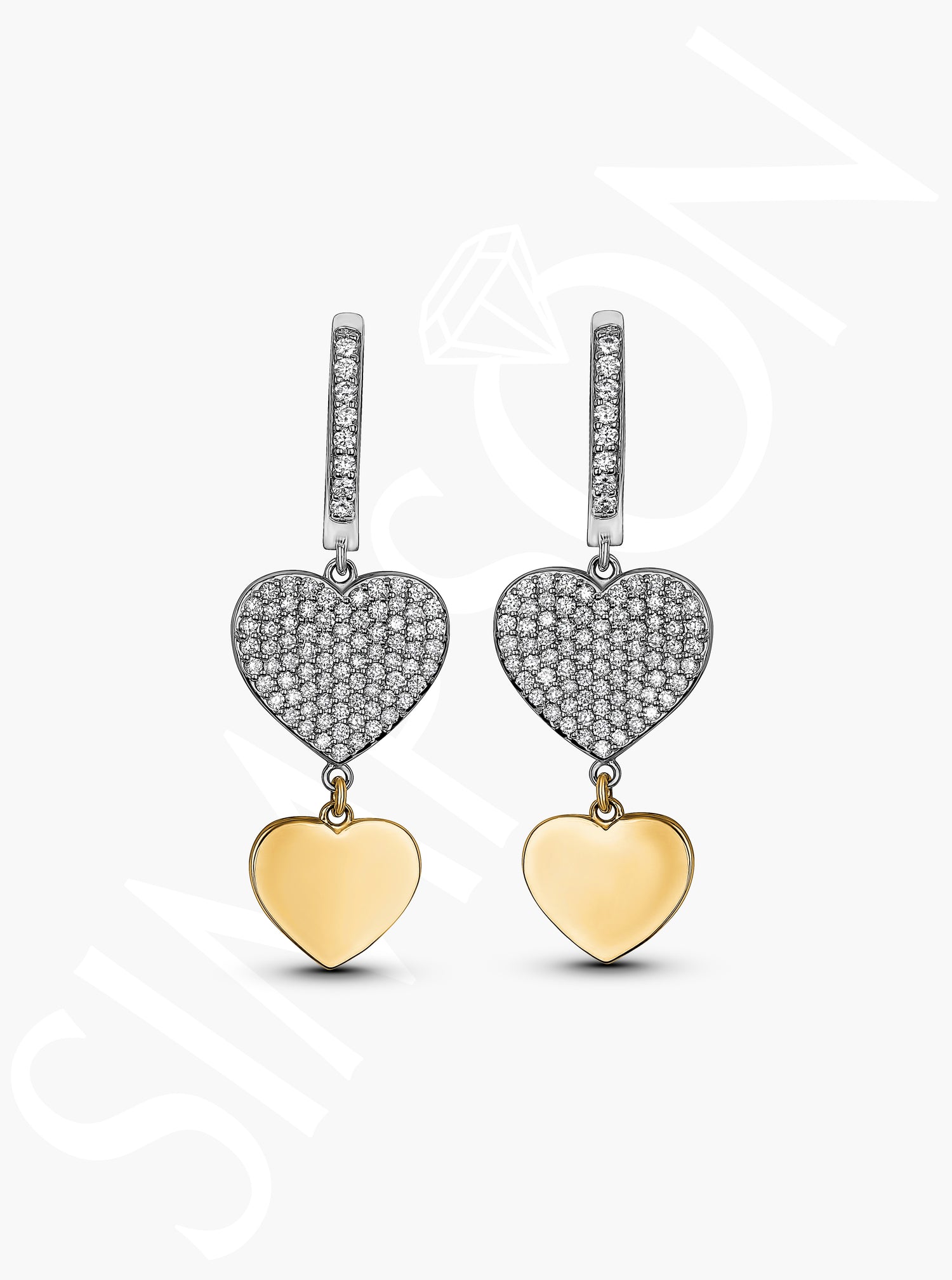 Pavé Diamond Heart Drop Earrings
