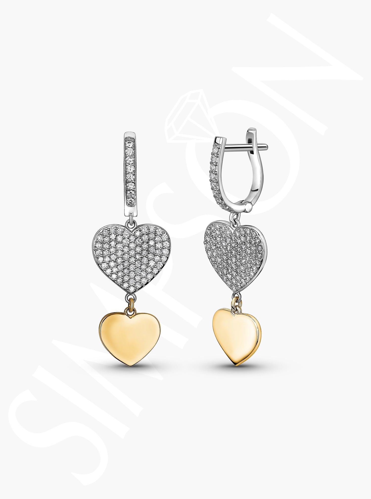 Pavé Diamond Heart Drop Earrings