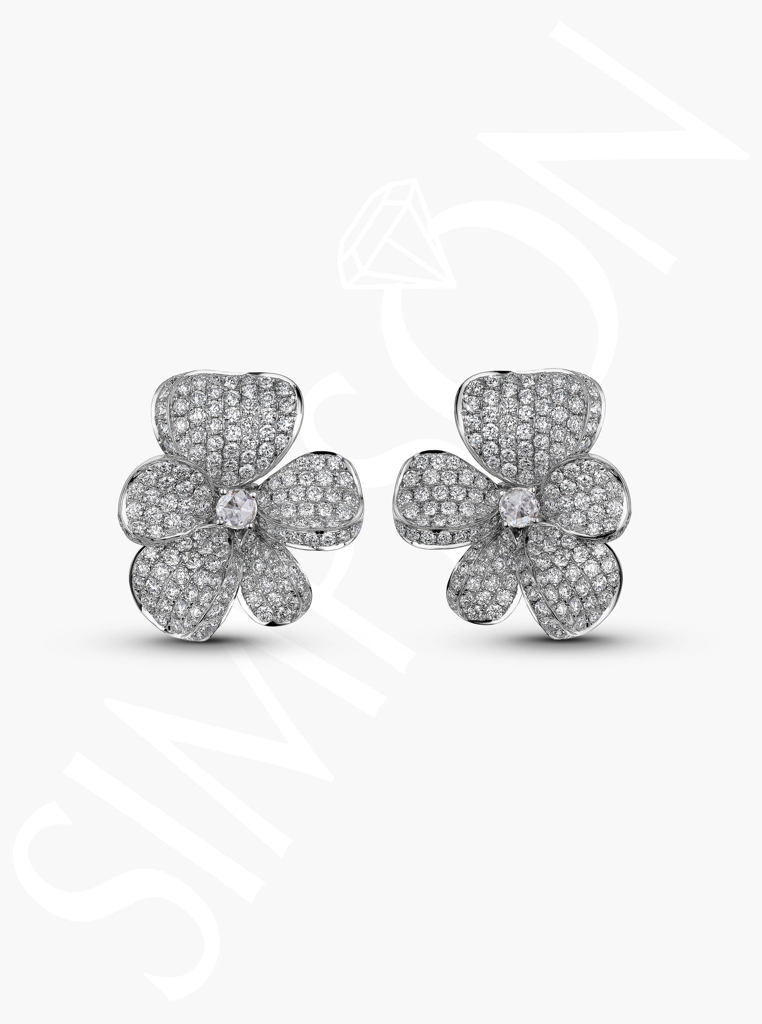 Pavé Diamond Flower Earrings
