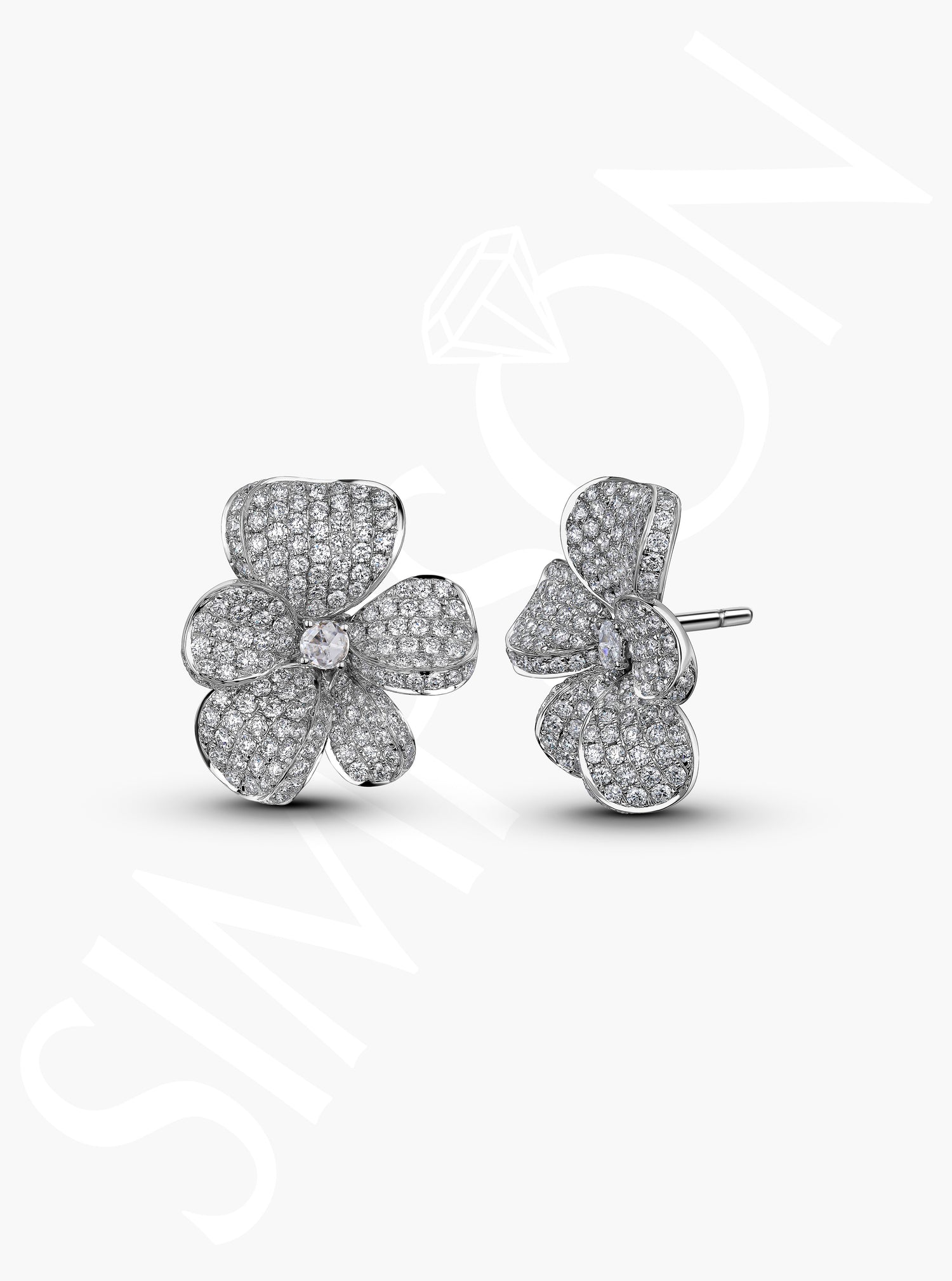 Pavé Diamond Flower Earrings
