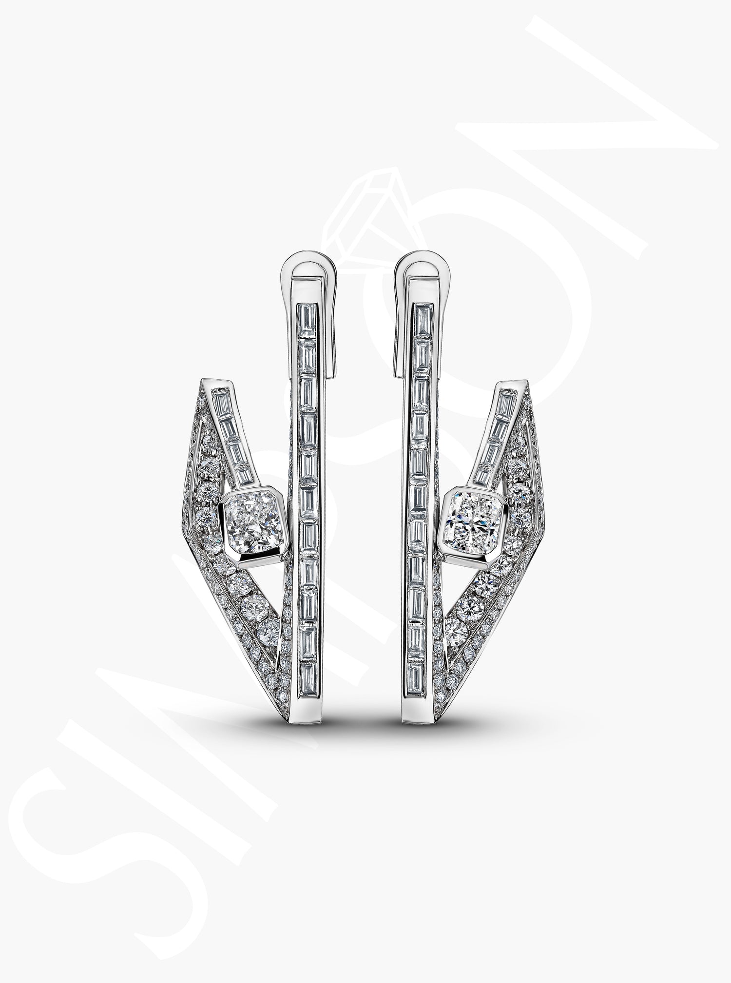 Geometric Diamond Hoop Earrings