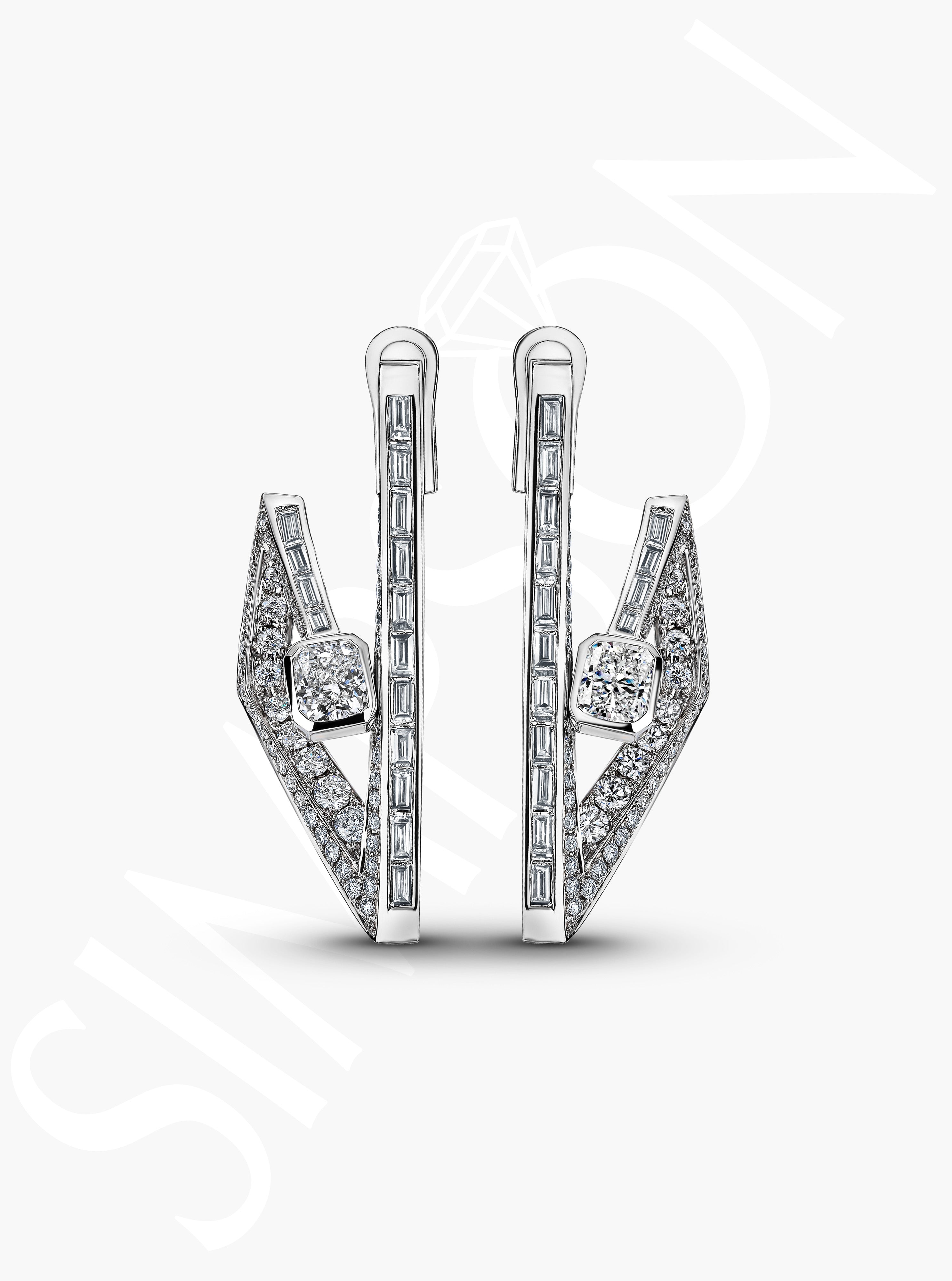 Geometric Diamond Hoop Earrings