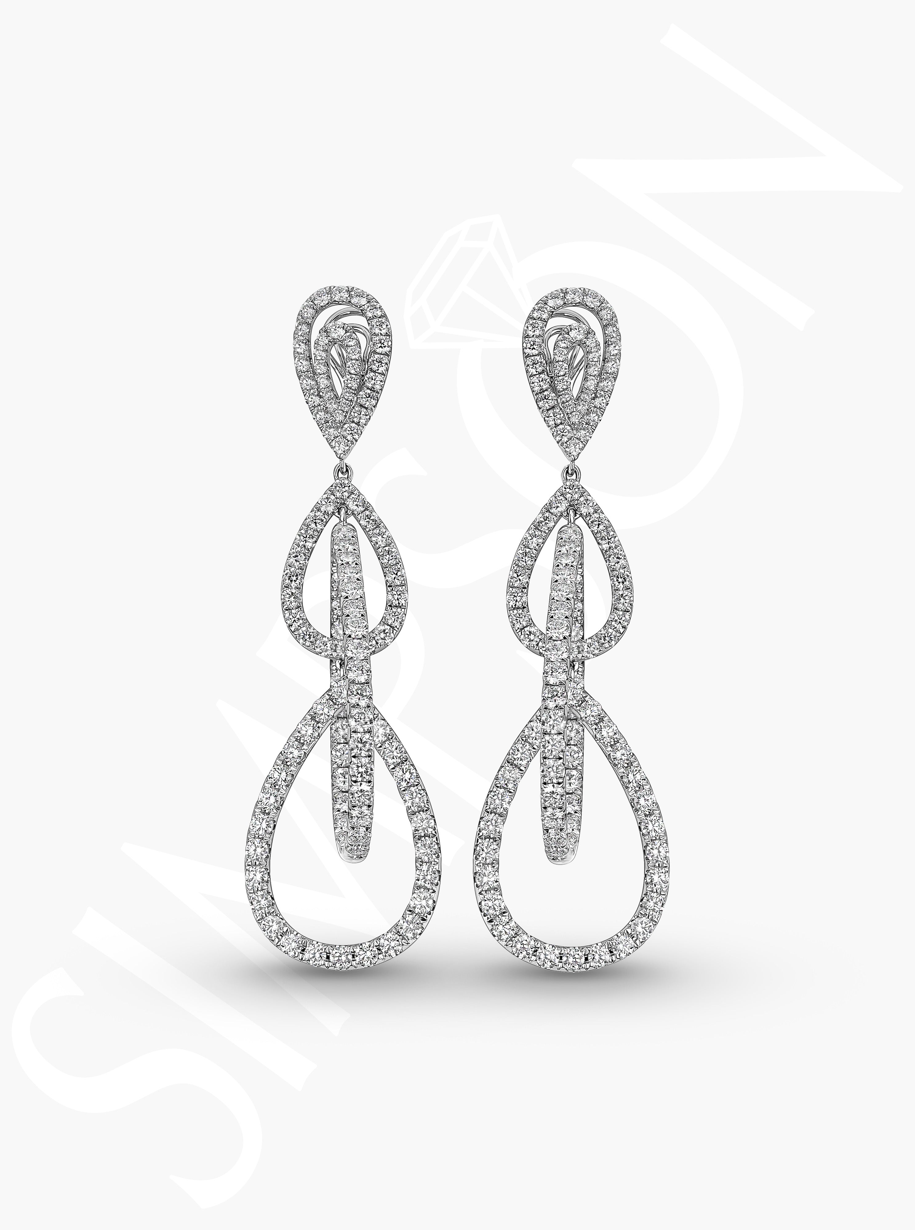 Diamond Teardrop Multi-Hoop Earrings