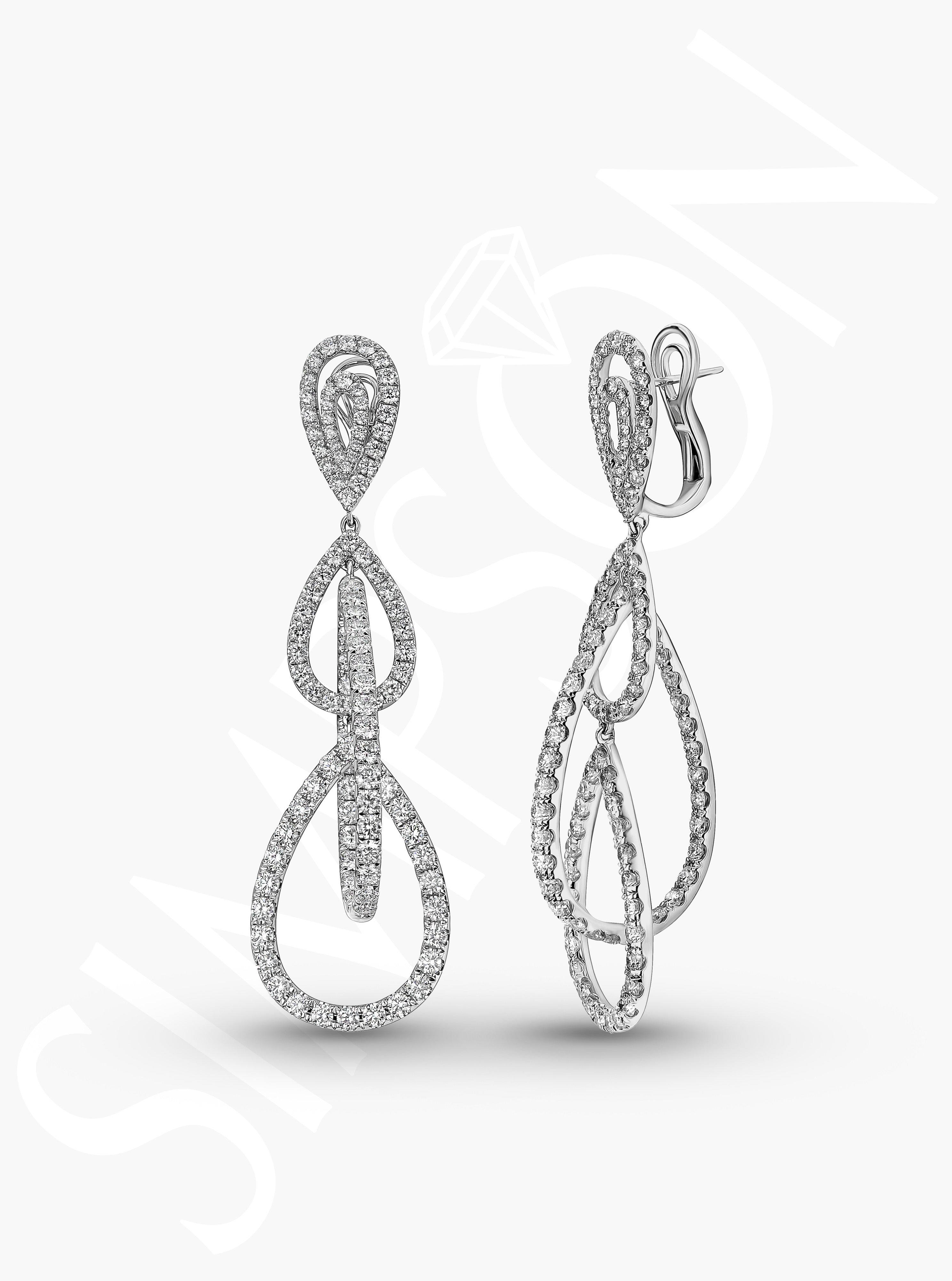 Diamond Teardrop Multi-Hoop Earrings