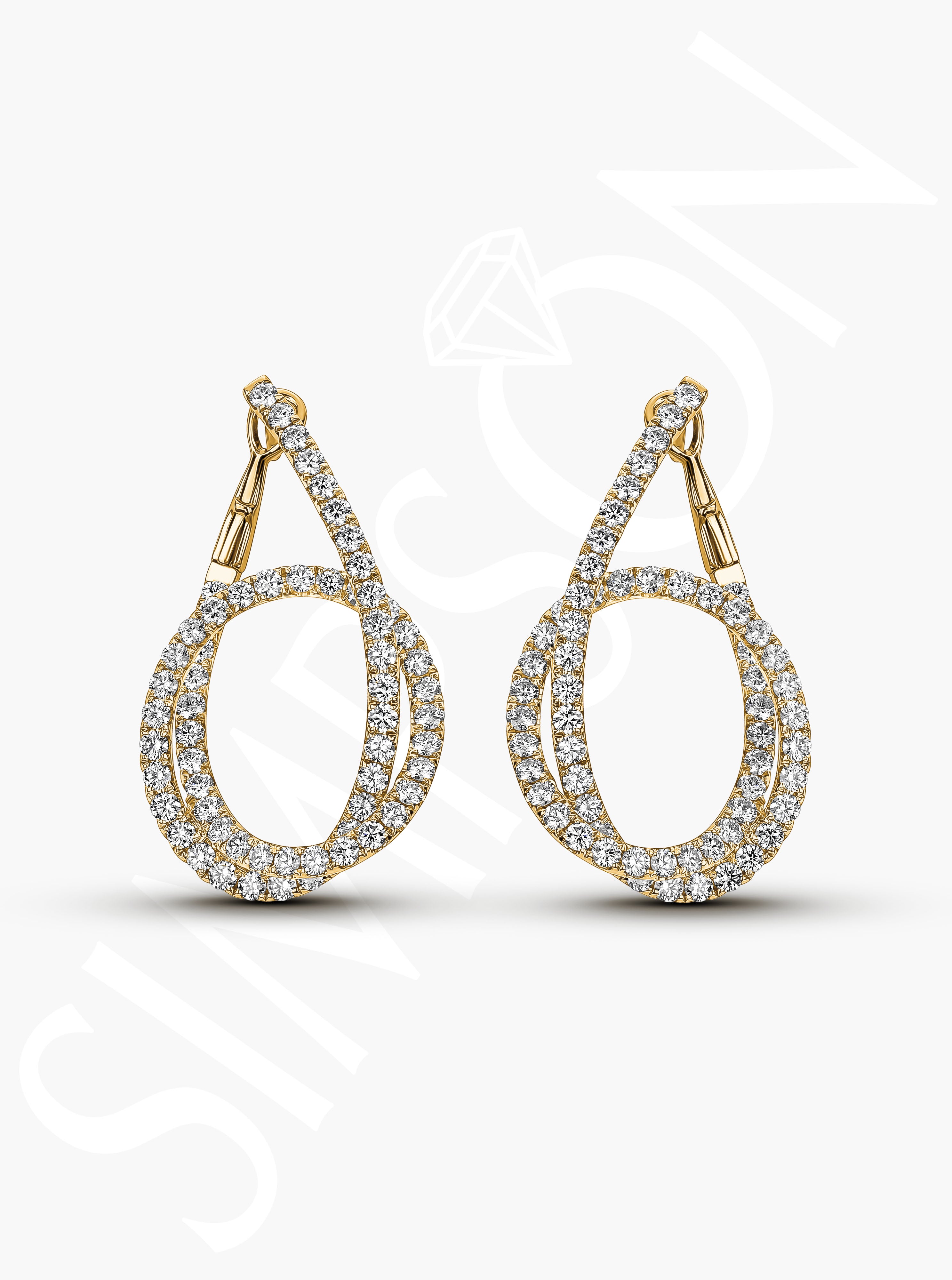 Twisted Diamond Drop Earrings