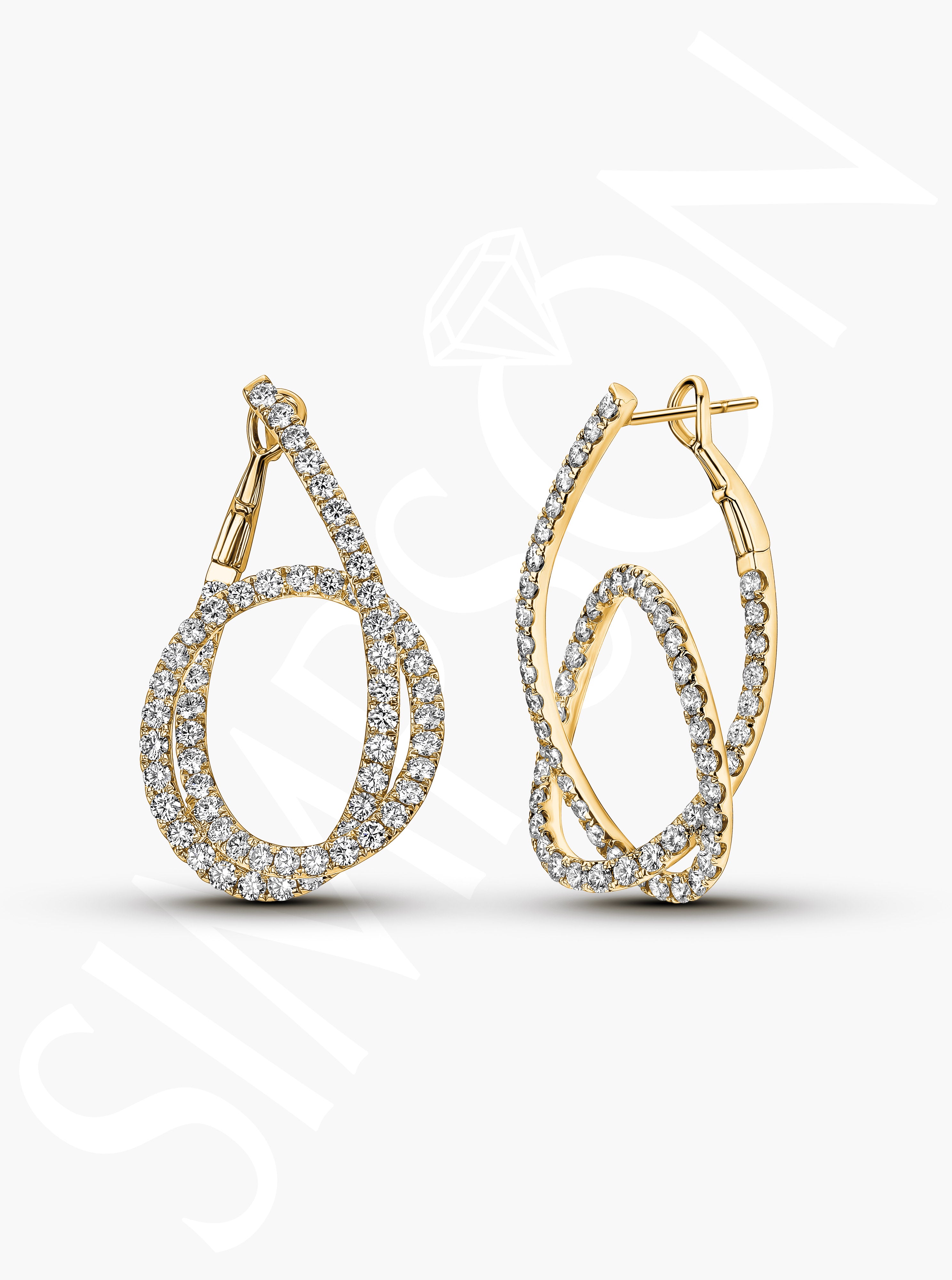 Twisted Diamond Drop Earrings