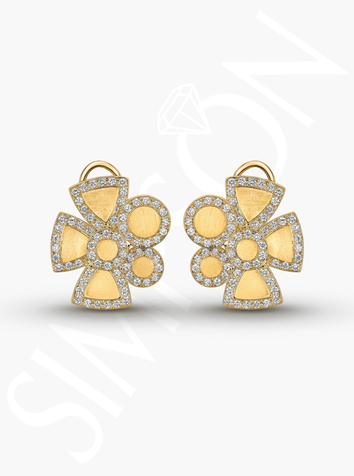 Geometric Diamond Flower Earrings
