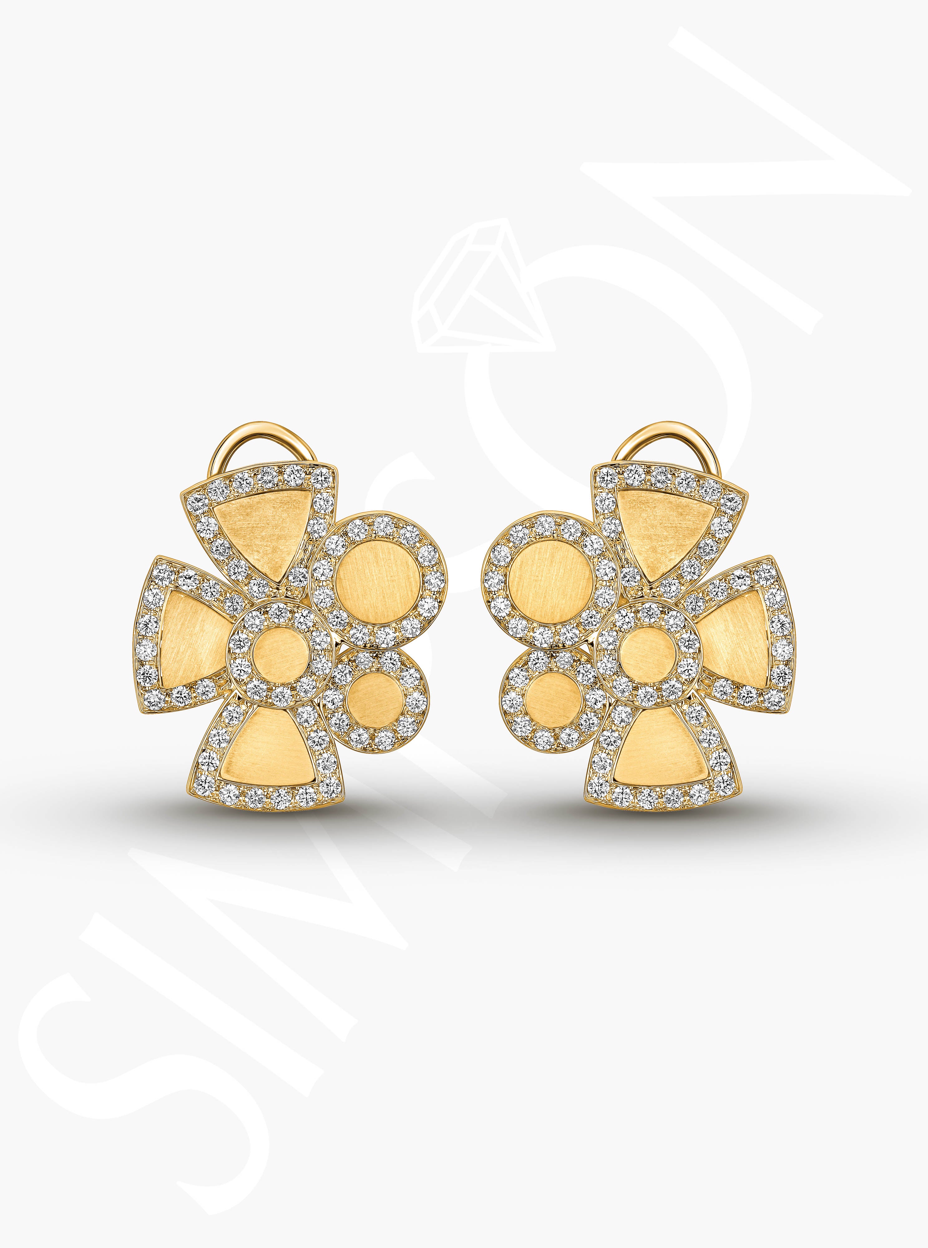 Geometric Diamond Flower Earrings
