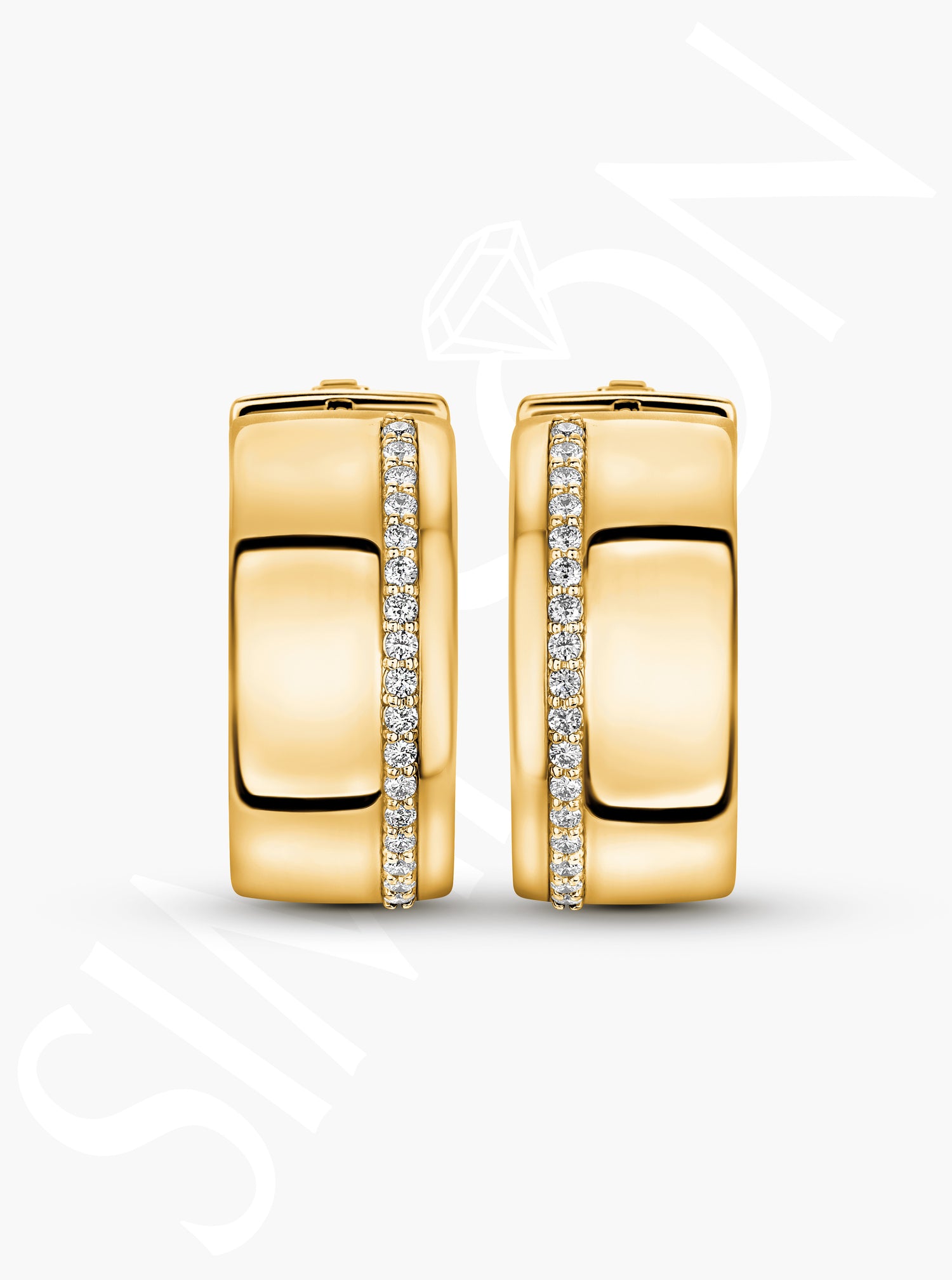 Yellow Gold Diamond Huggie Hoop Earrings