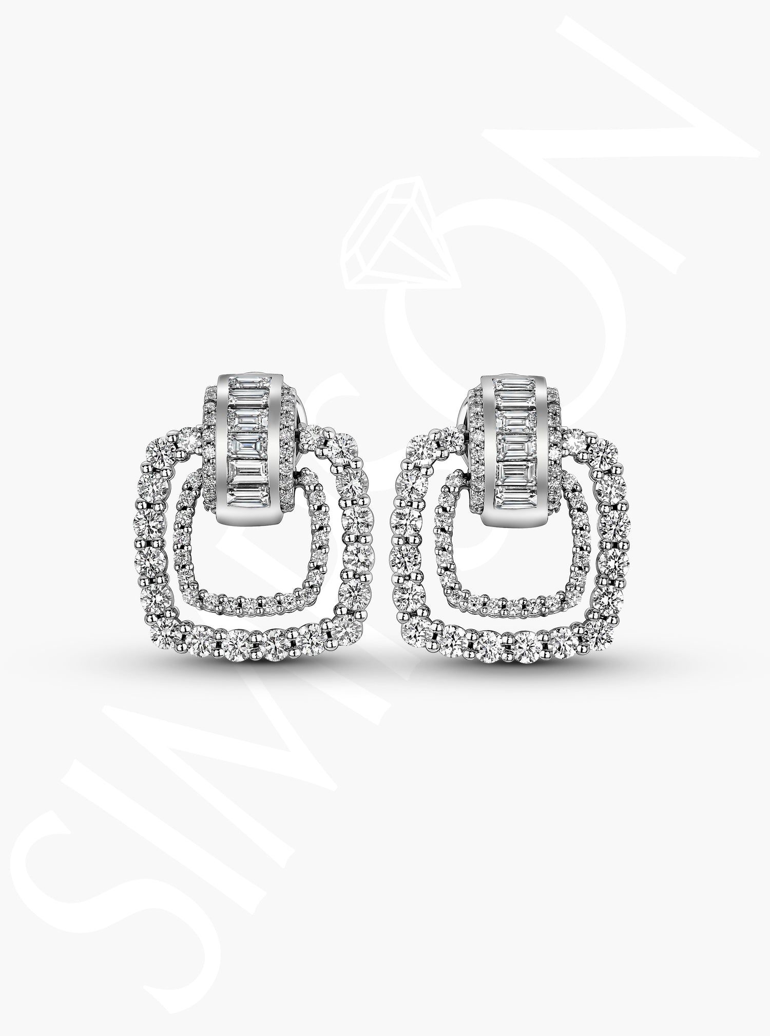 Diamond Square Drop Earrings