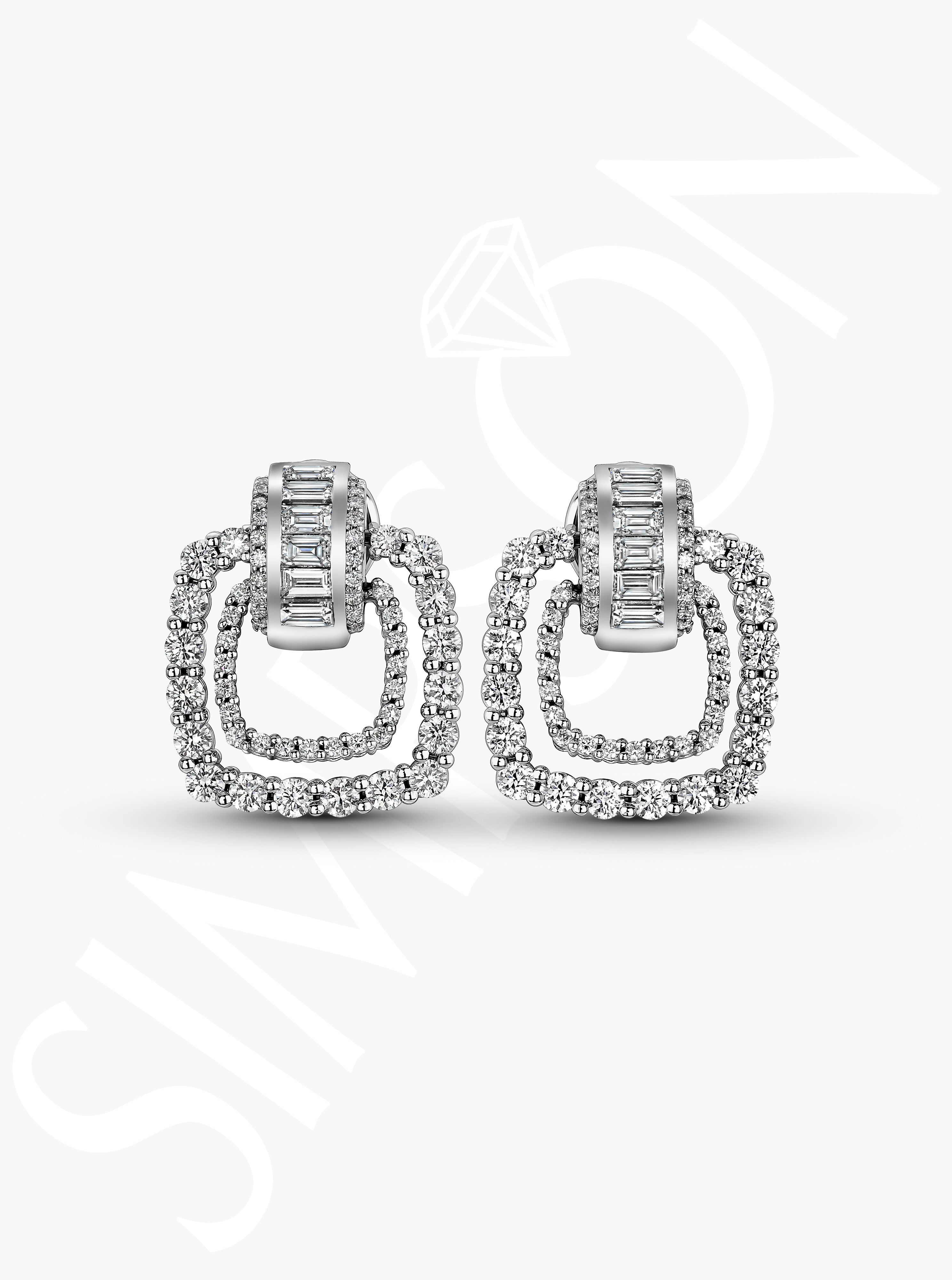 Diamond Square Drop Earrings