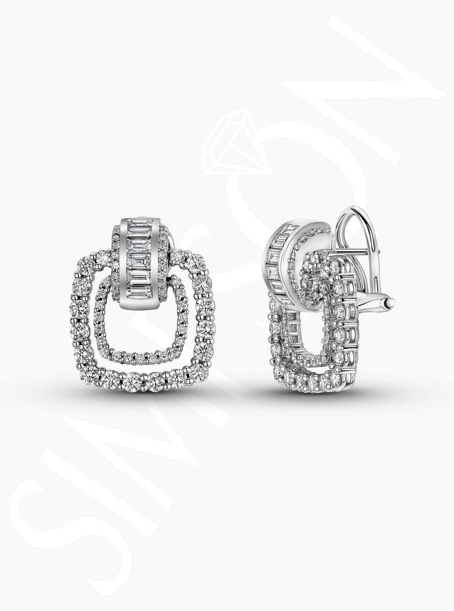 Diamond Square Drop Earrings