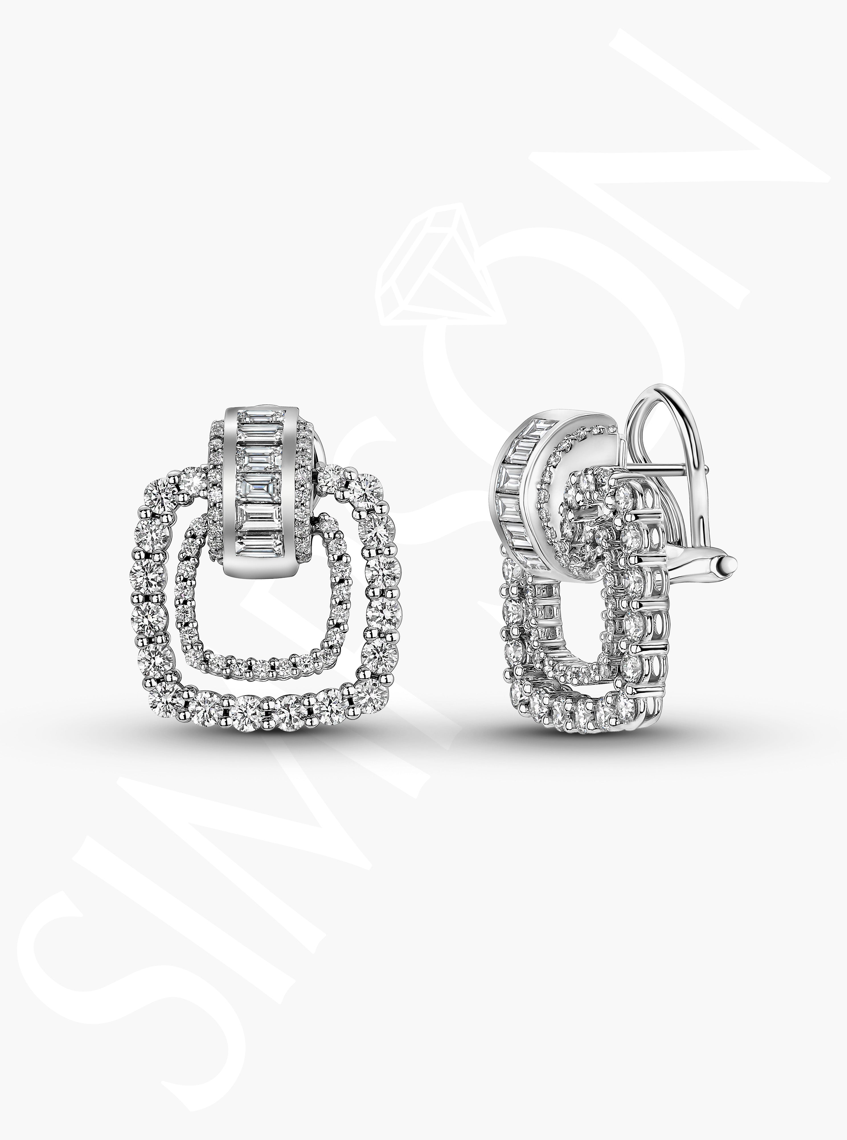 Diamond Square Drop Earrings