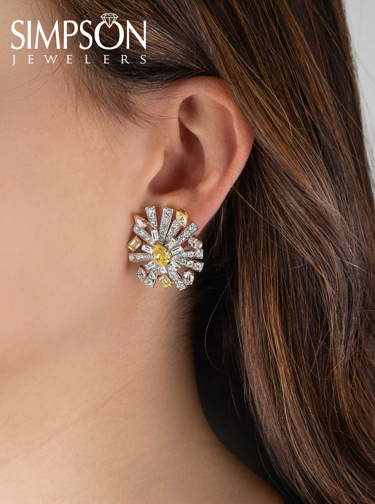 Multicolor Sunburst Diamond Earrings