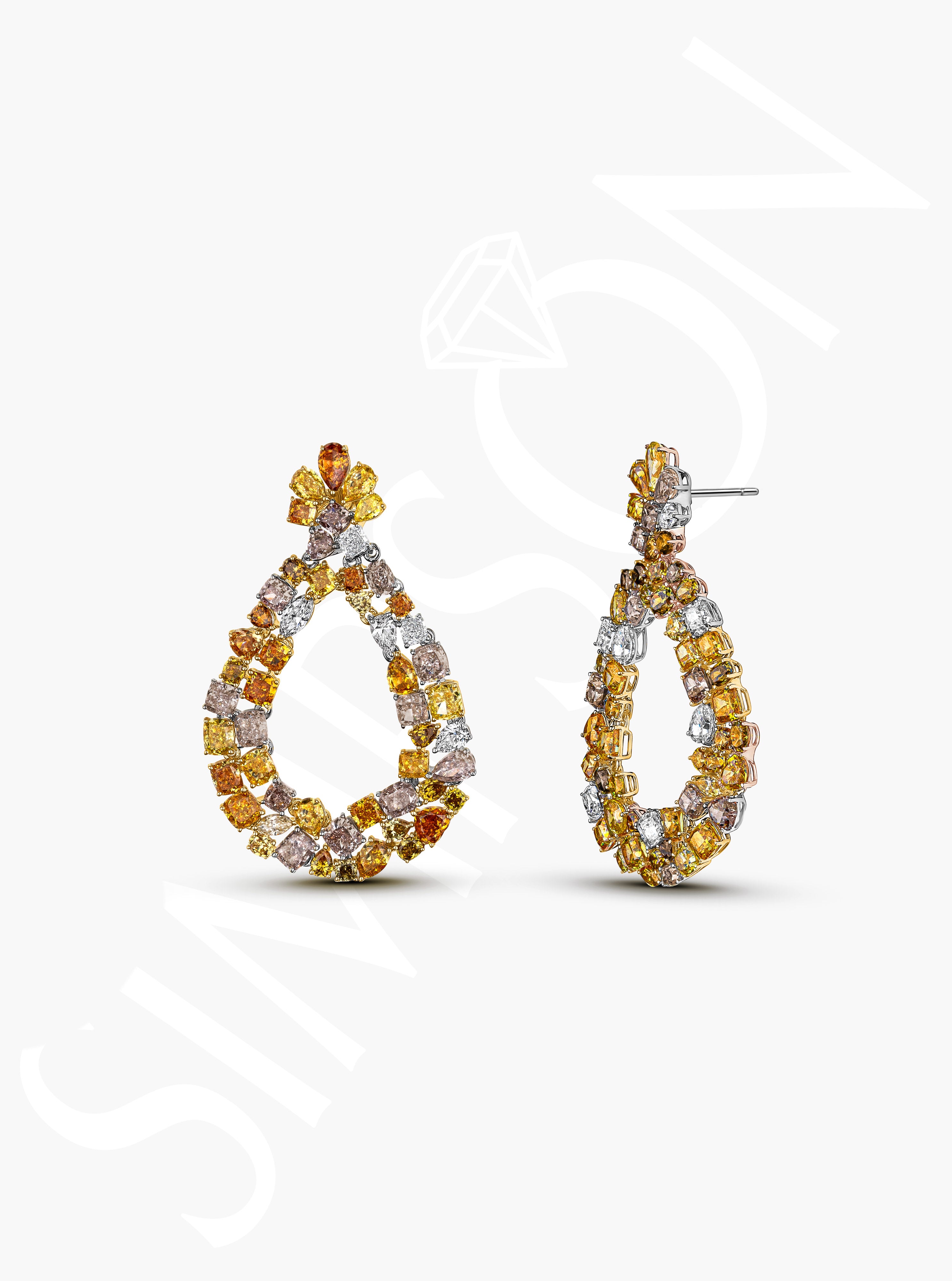 Golden Gradient Diamond Earrings