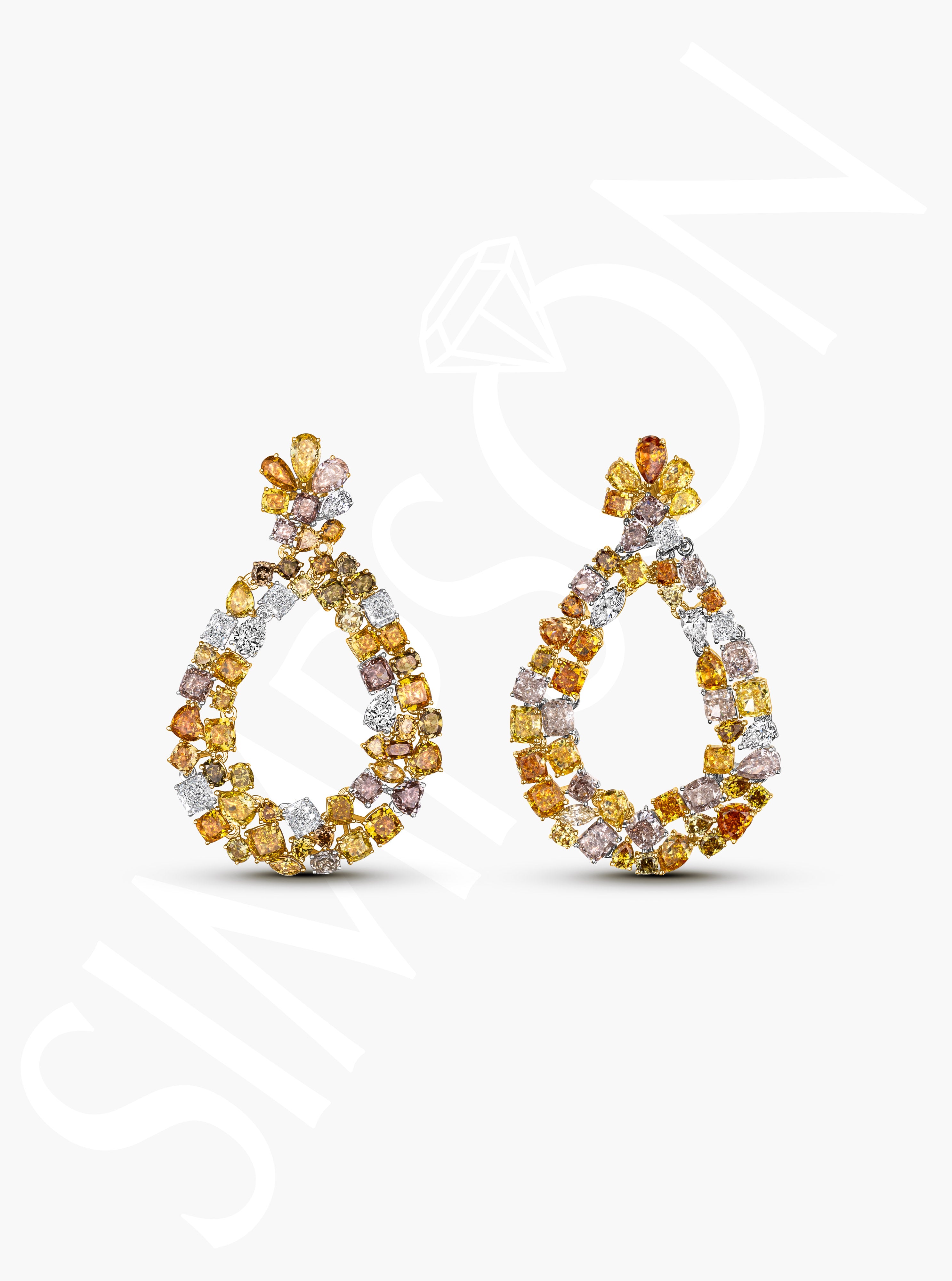 Golden Gradient Diamond Earrings