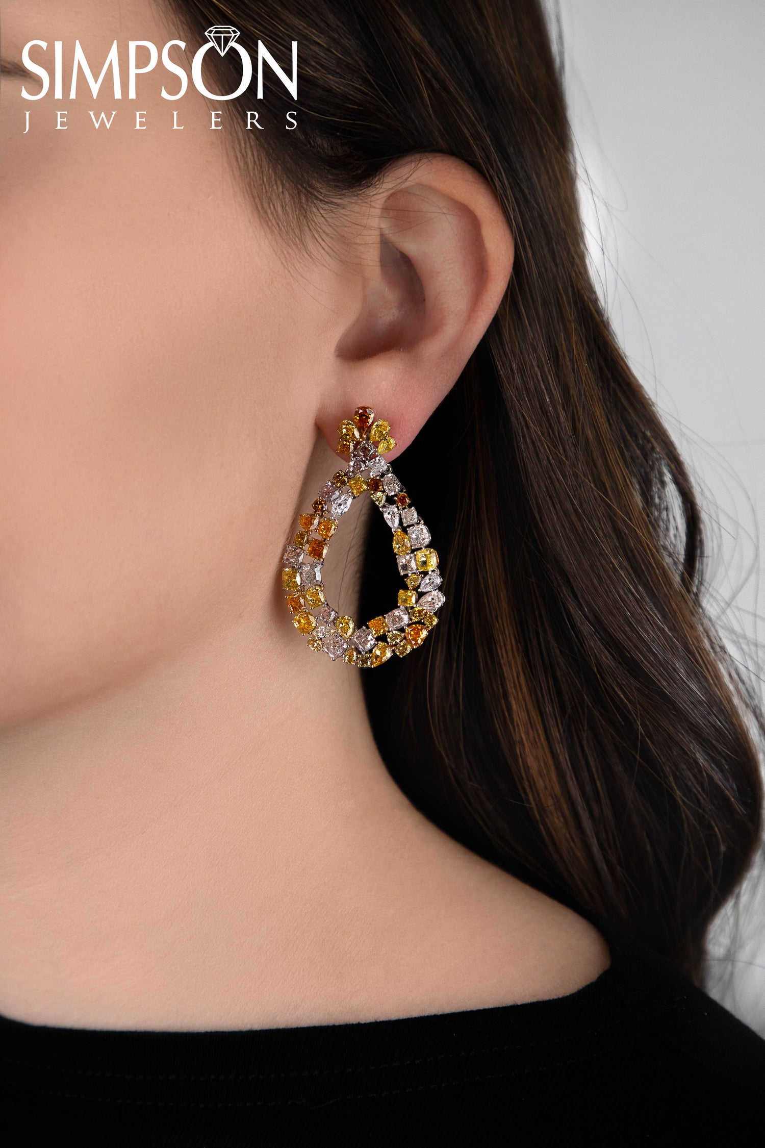 Golden Gradient Diamond Earrings