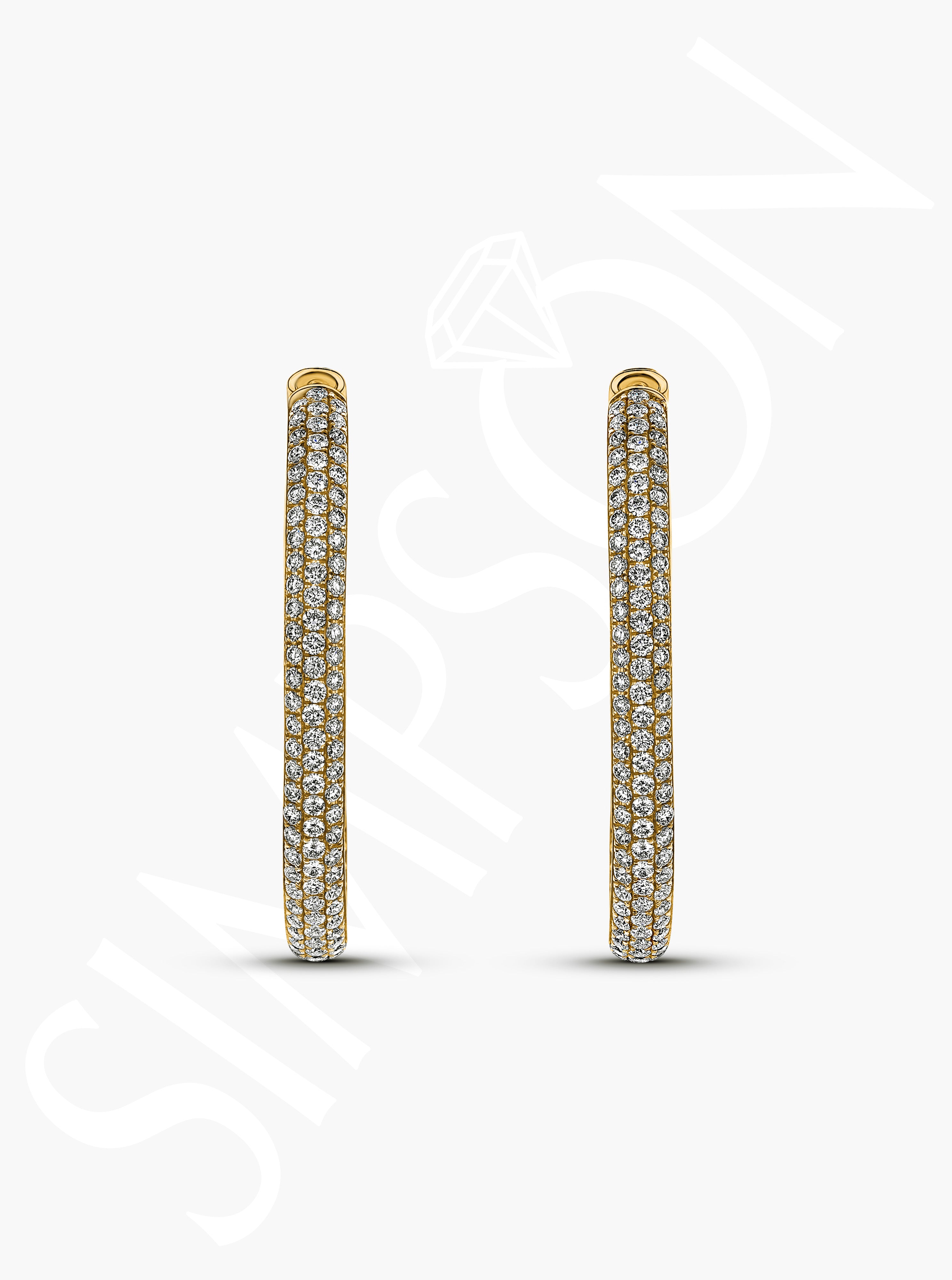 Gold Pavé Diamond Hoop Earrings