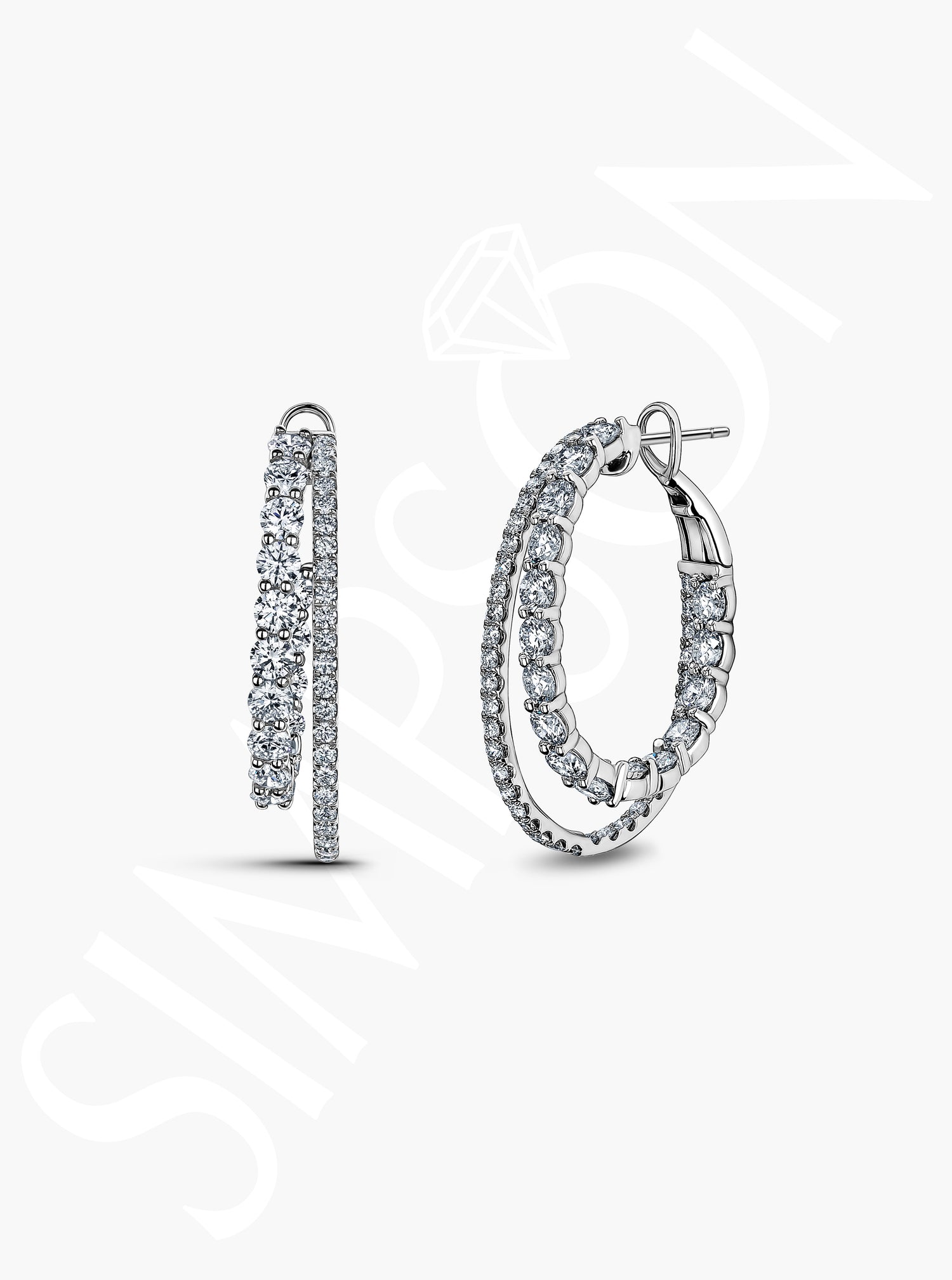 Dual Hoop Diamond Earrings