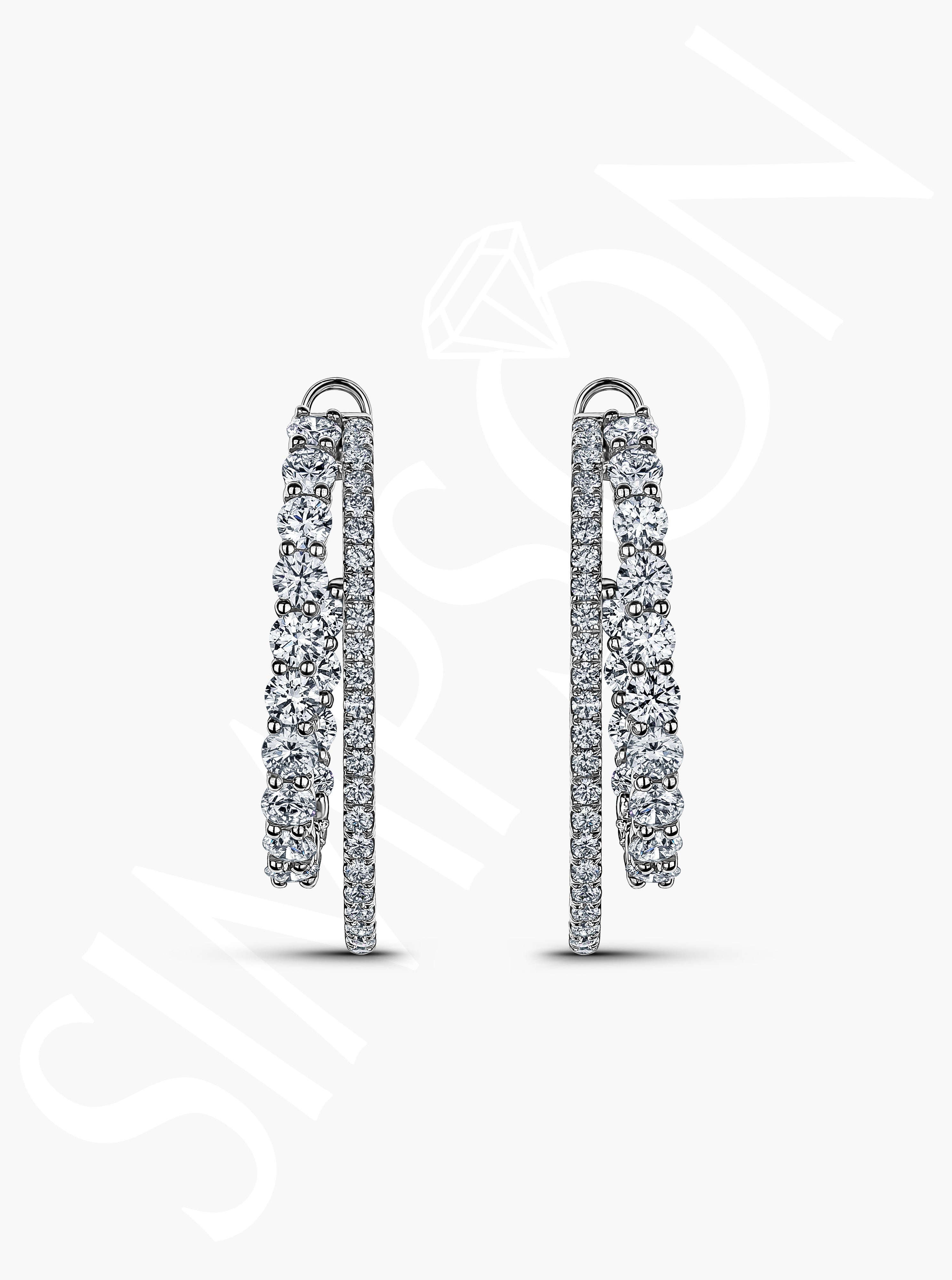 Dual Hoop Diamond Earrings