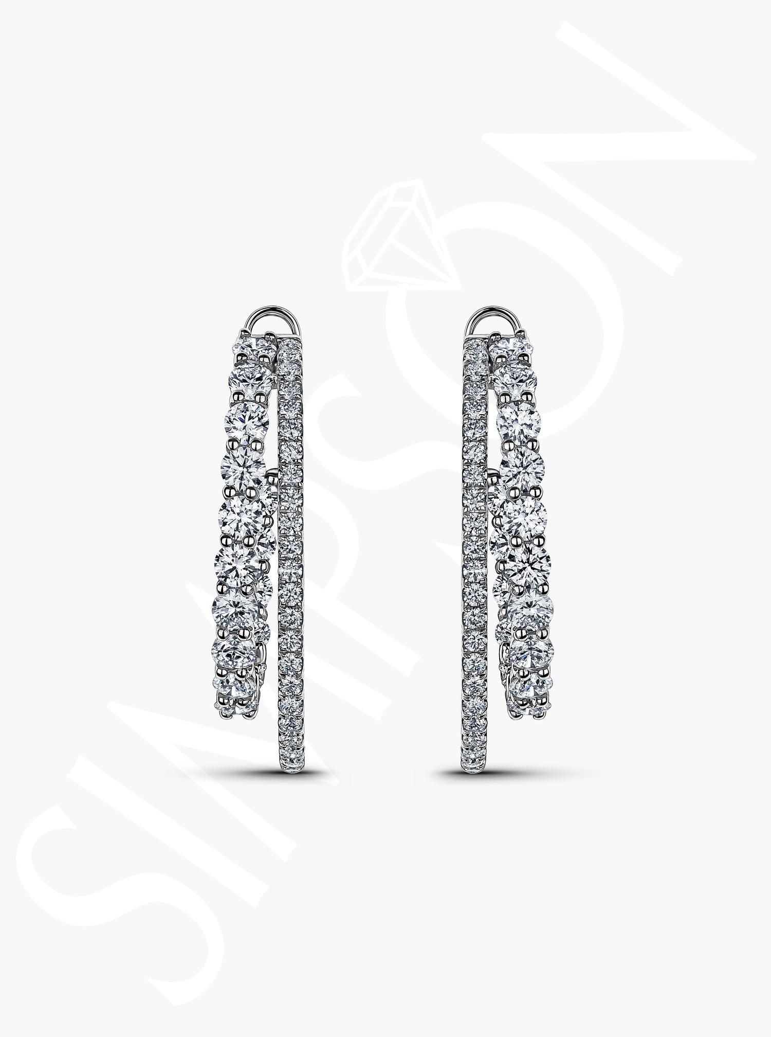 Dual Hoop Diamond Earrings