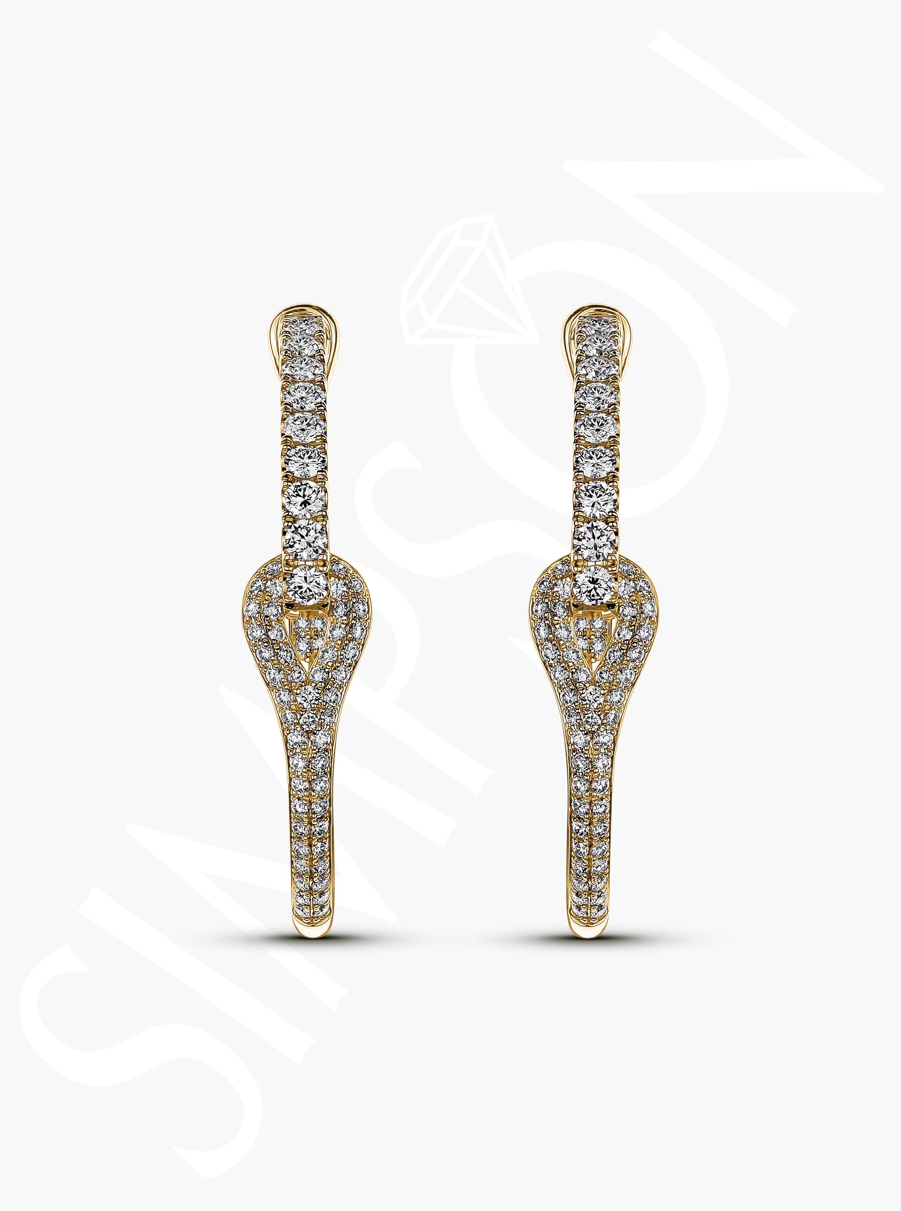 Gold Diamond Interlocking Hoop Earrings