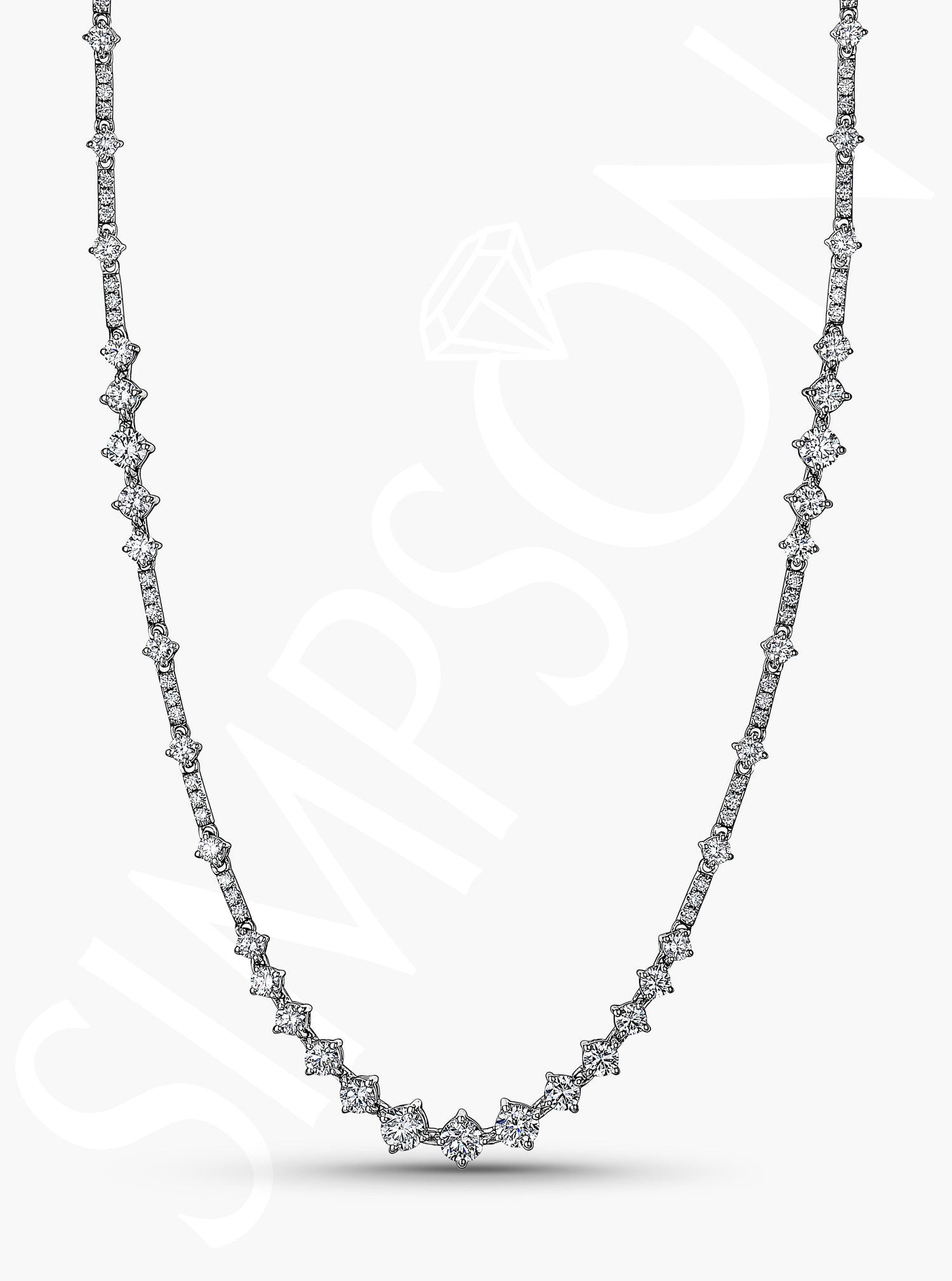 Graduated Round Diamond Tennis Necklace