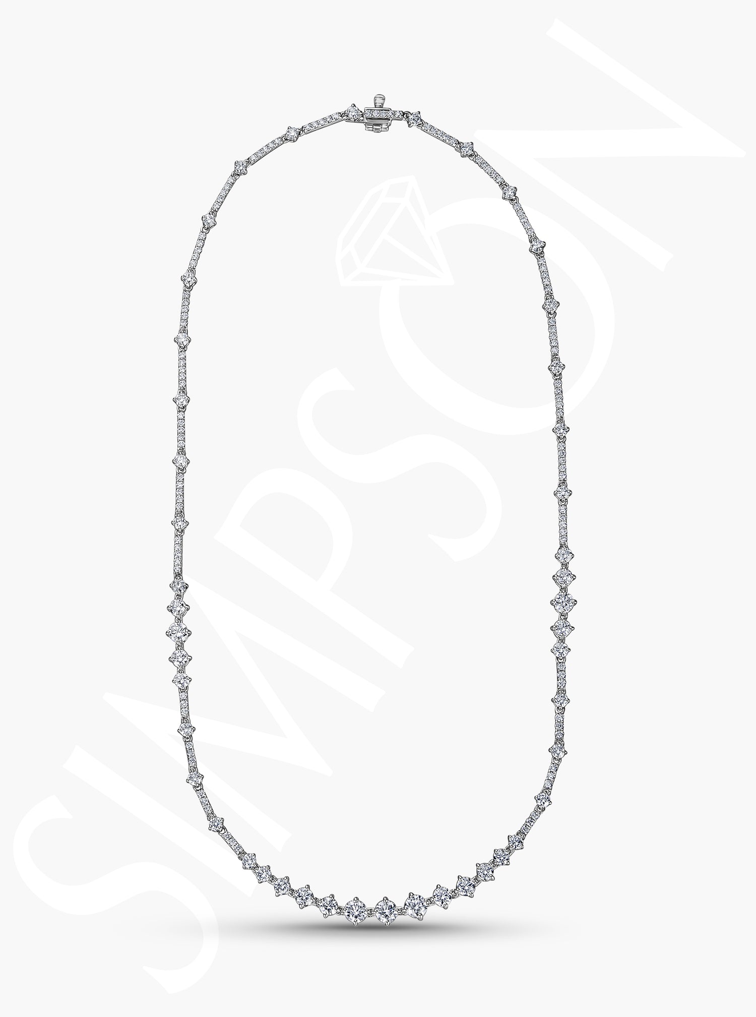 Graduated Round Diamond Tennis Necklace