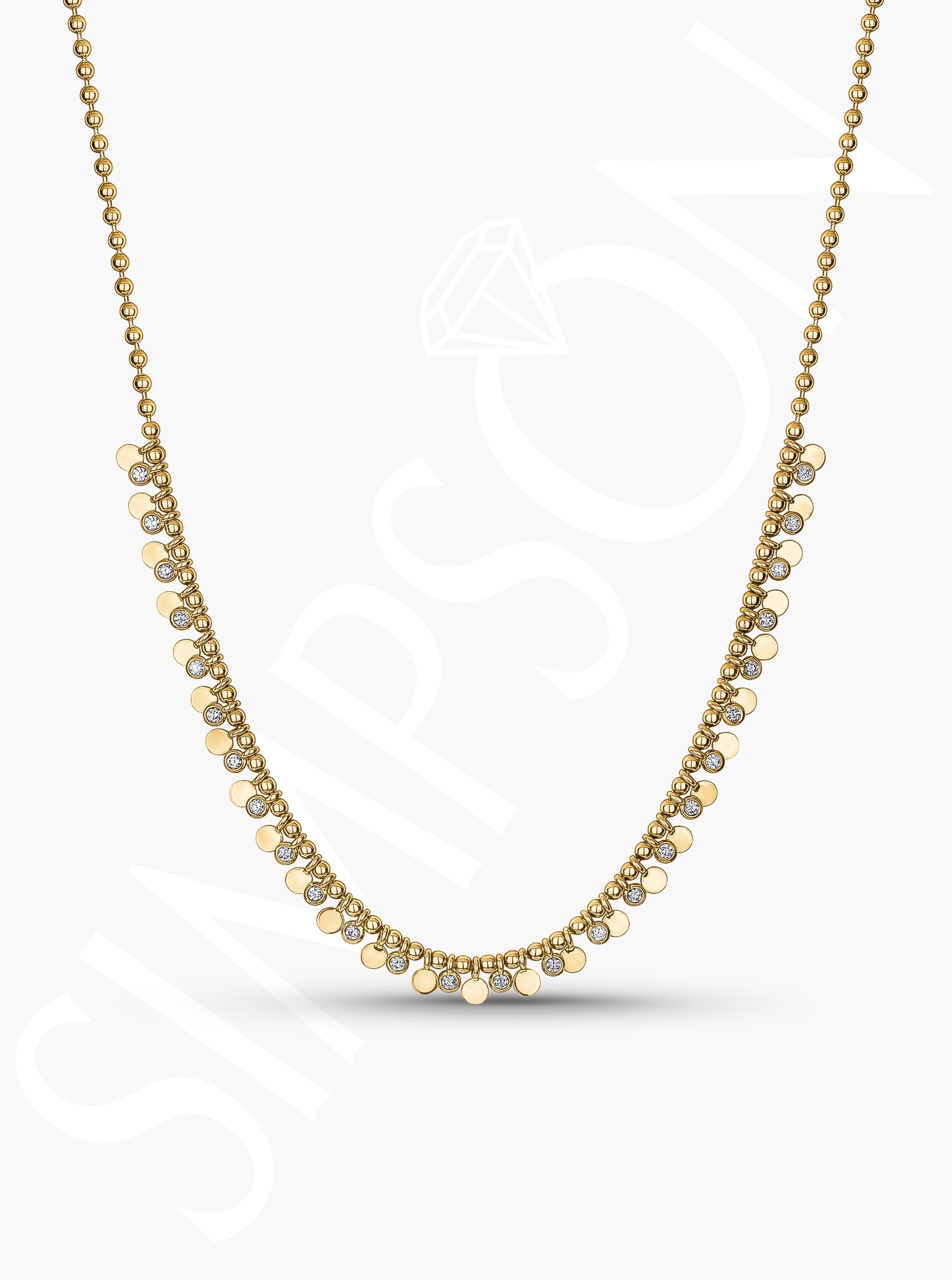 Gold Disc and Diamond Necklace