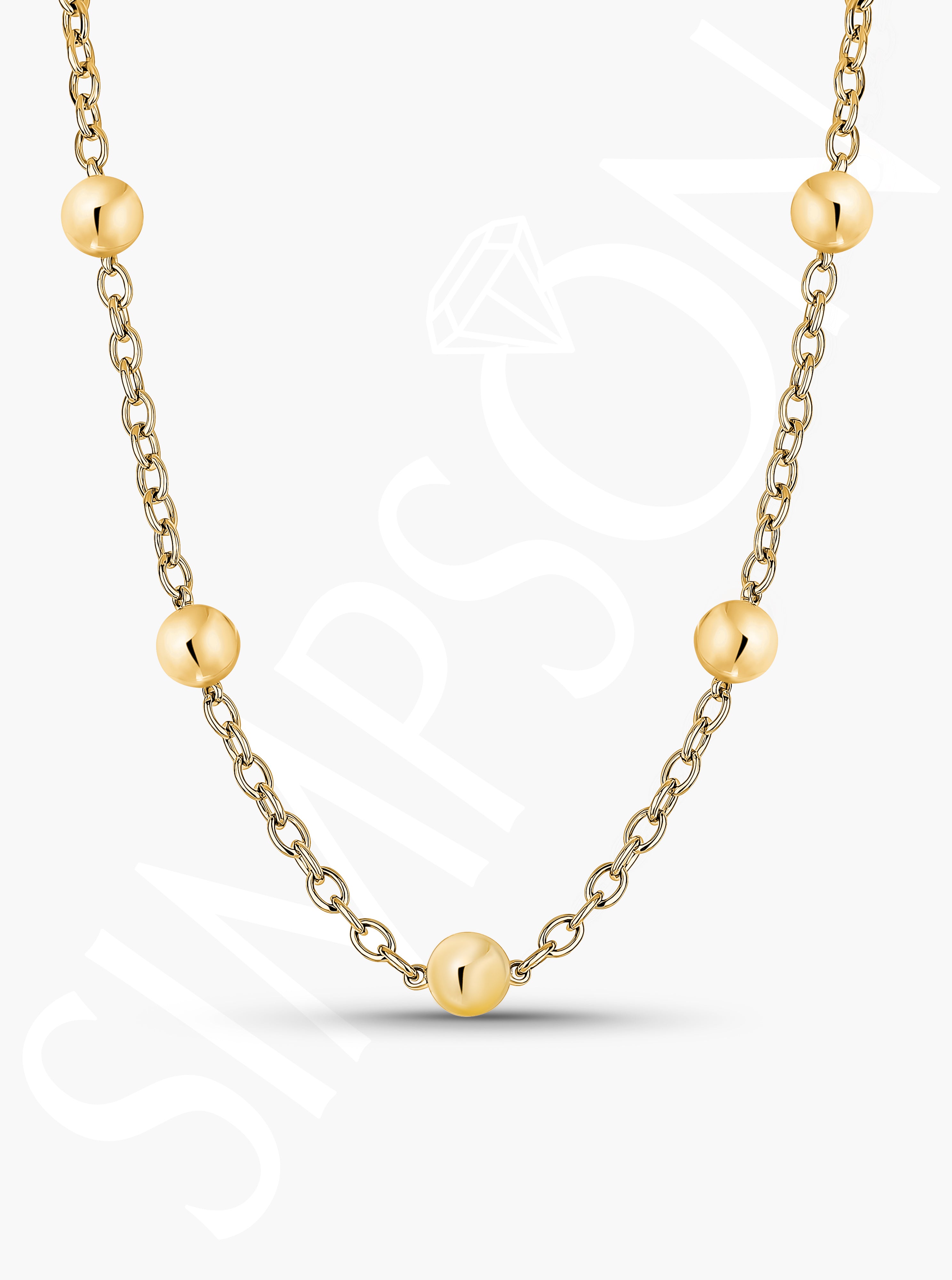 Gold Chain Necklace with Bead Accents