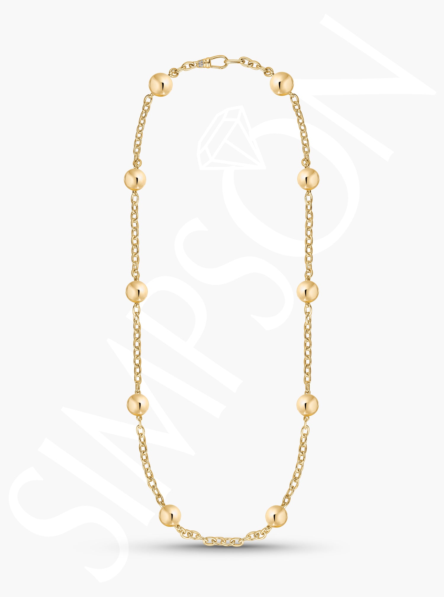 Gold Chain Necklace with Bead Accents