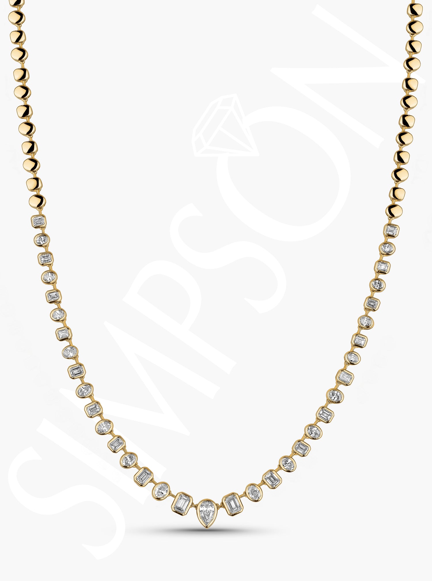 Multi-Shaped Bezel Set Diamond Necklace