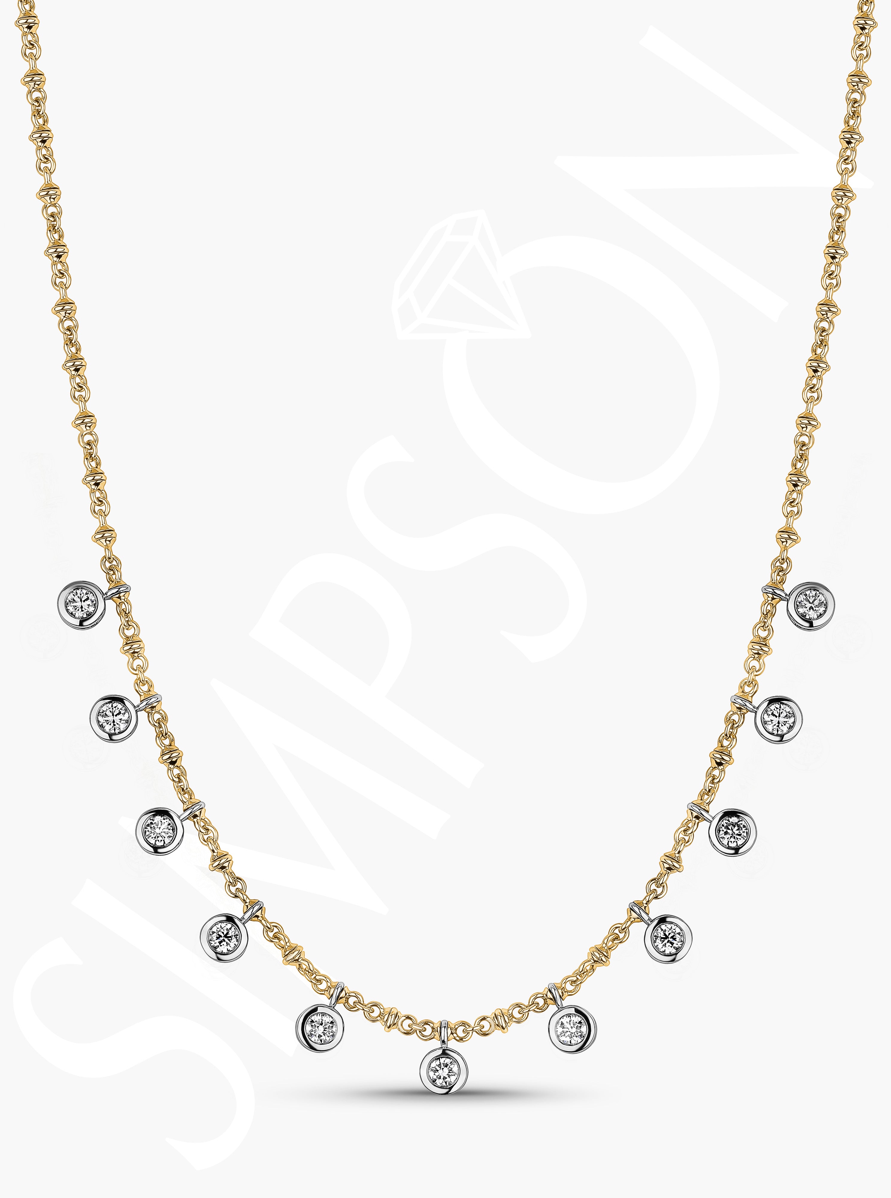 Bezel Set Diamond Station Necklace