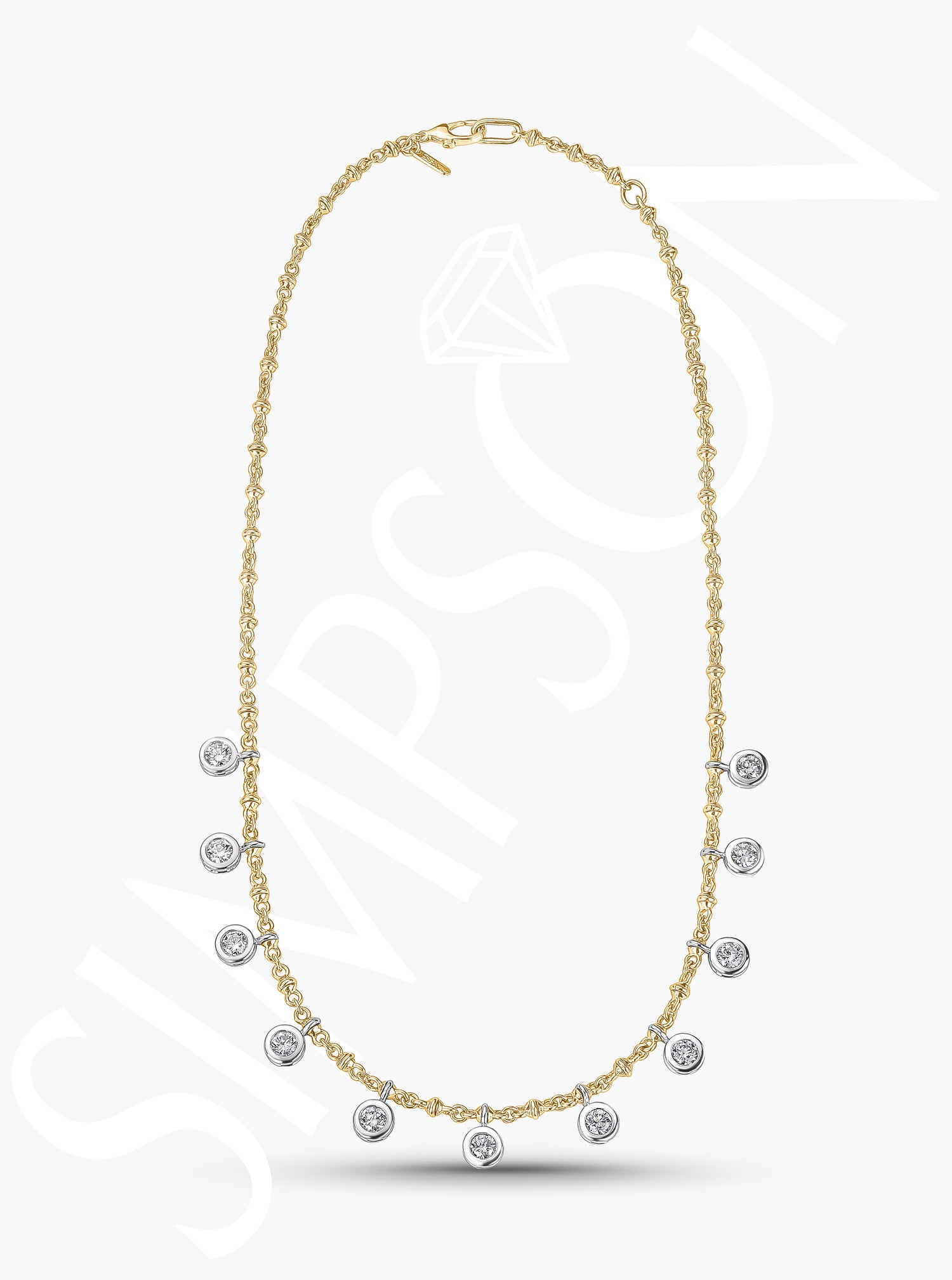 Bezel Set Diamond Station Necklace
