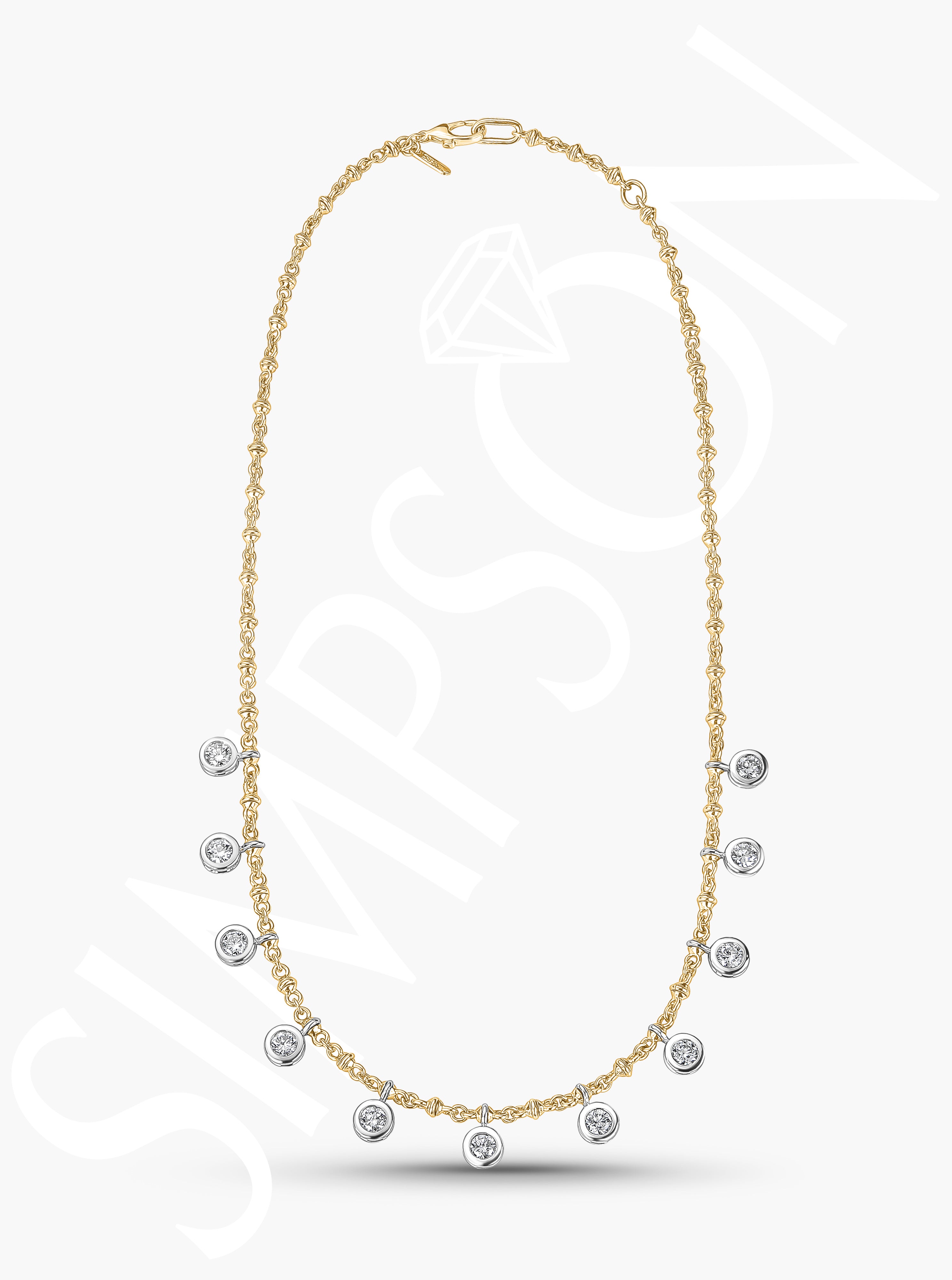 Bezel Set Diamond Station Necklace