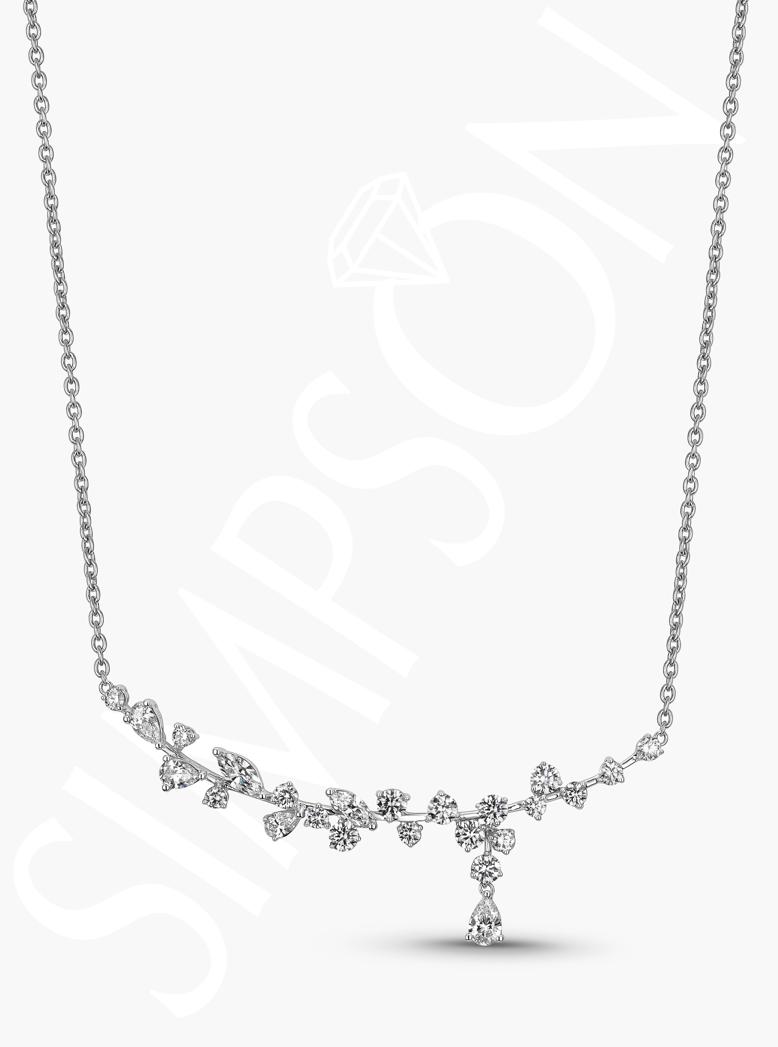 Diamond Floral Bar Necklace